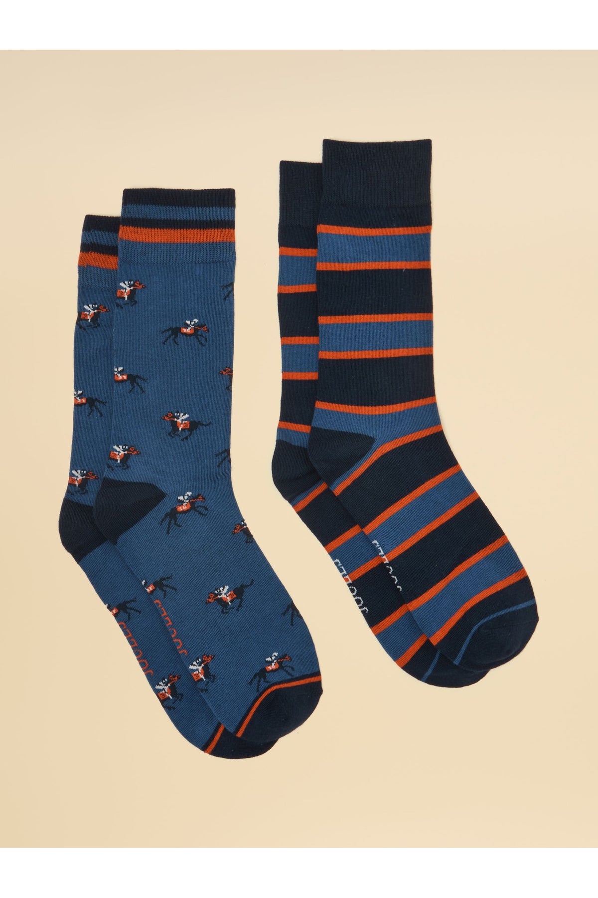 Joules Men's Kingsbury Blue Jockey Socks – 2 Pack. Shop Joules at Dotique.