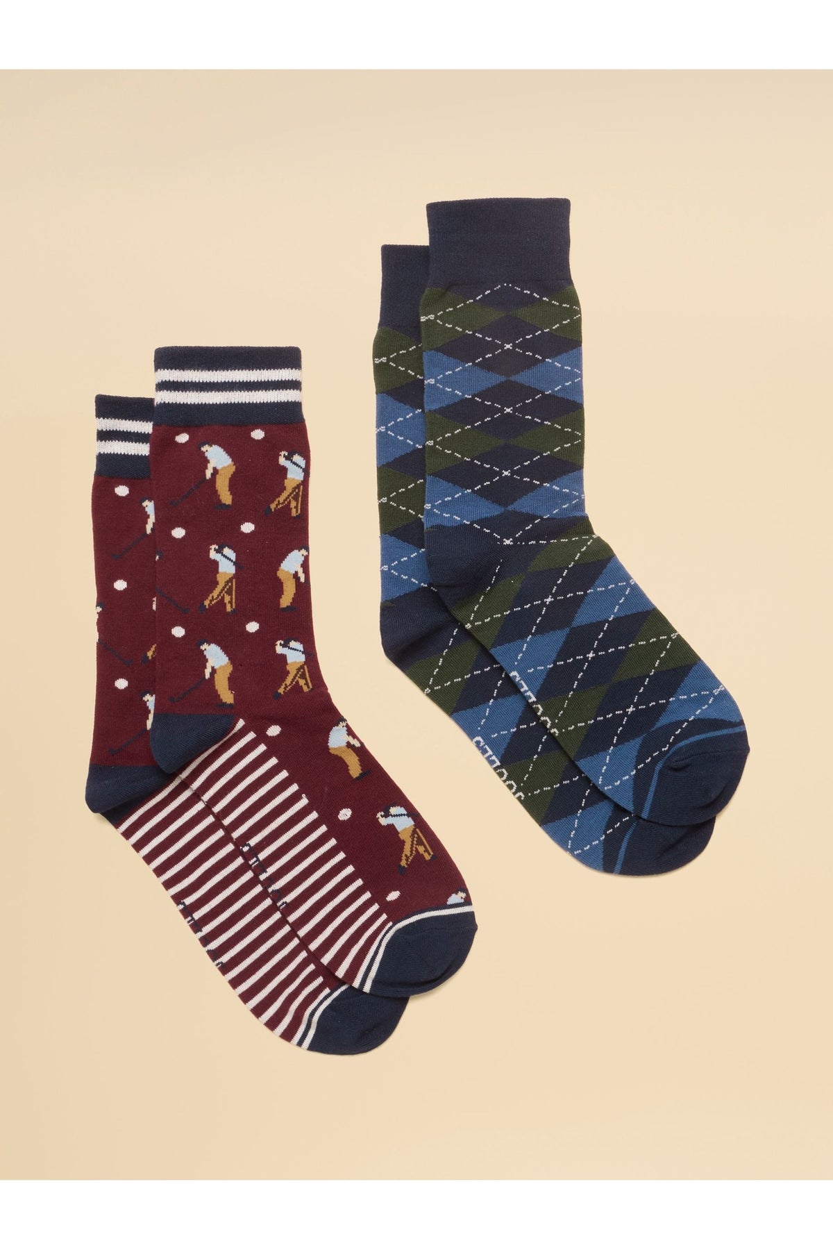 Joules Men's Kingsbury Red Golf Socks – 2 Pack. Shop Joules at Dotique.