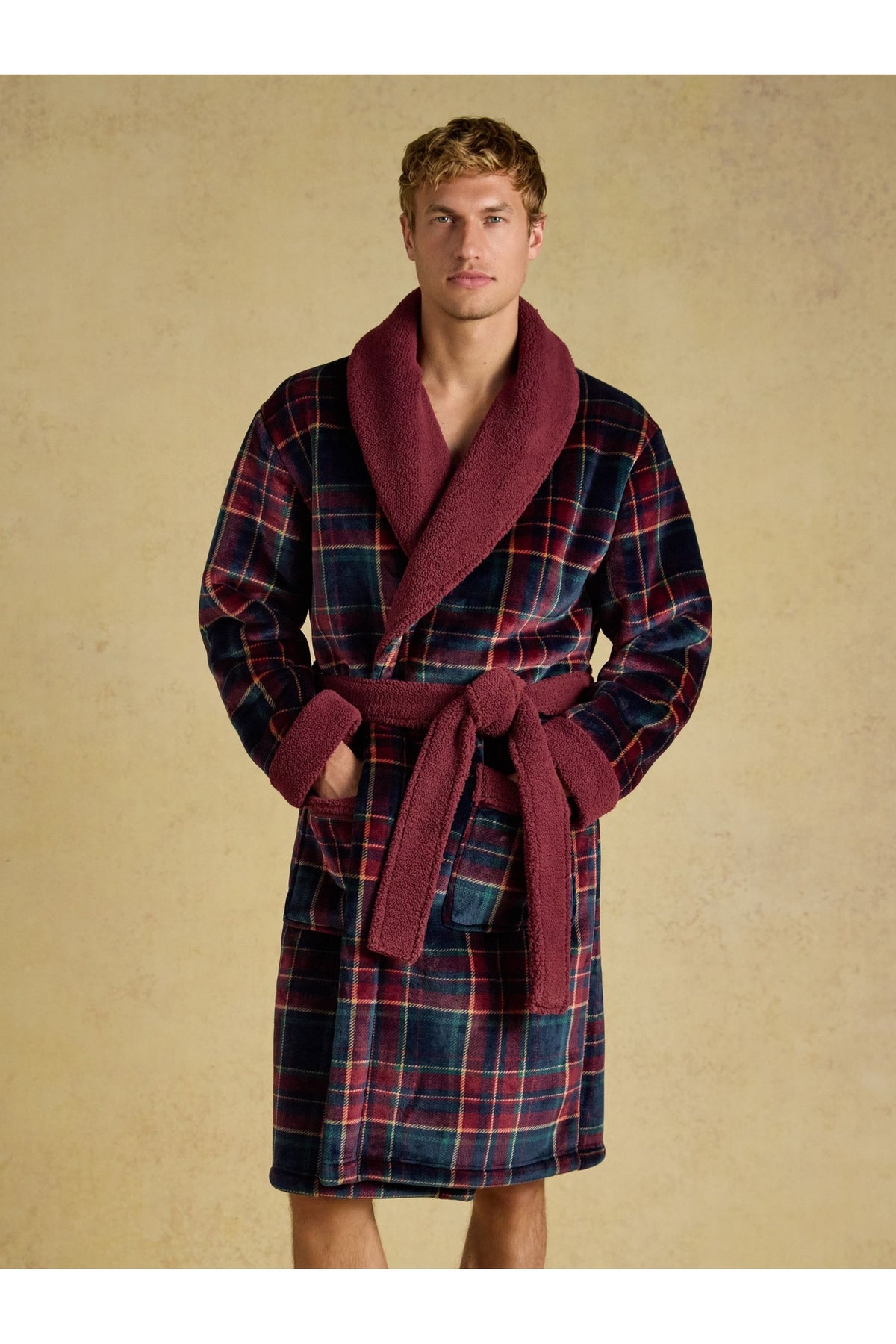 Joules Men's Montague Burgundy Red Dressing Gown. Shop Joules at Dotique.