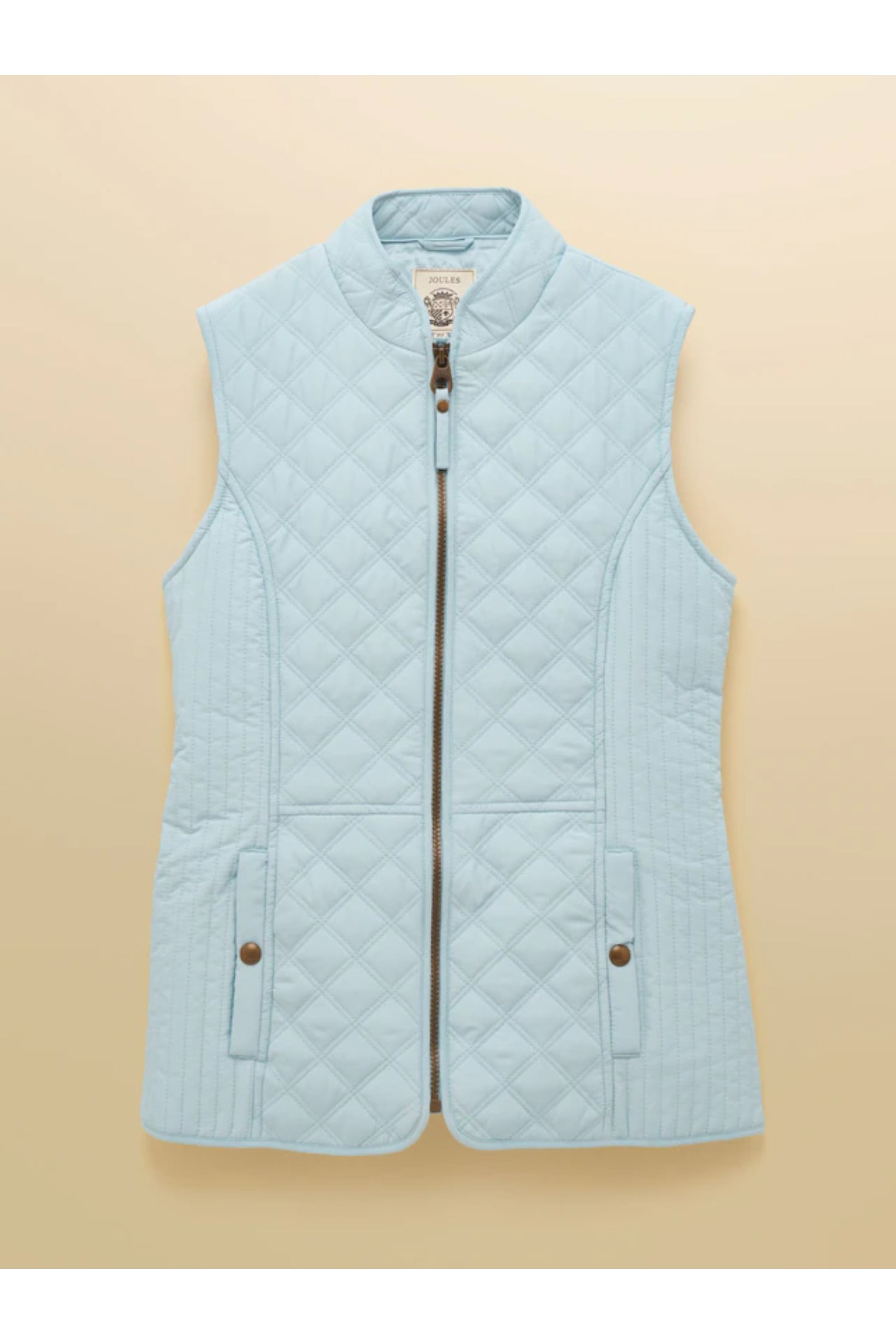 Joules F86654 Minx Quilted Gilet – Powder Blue by Joules, shop Joules at Dotique for stylish outerwear.