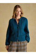 Joules Rafferty Petrol Blue Cable Knit Cardigan – view 1. Shop Joules at Dotique.