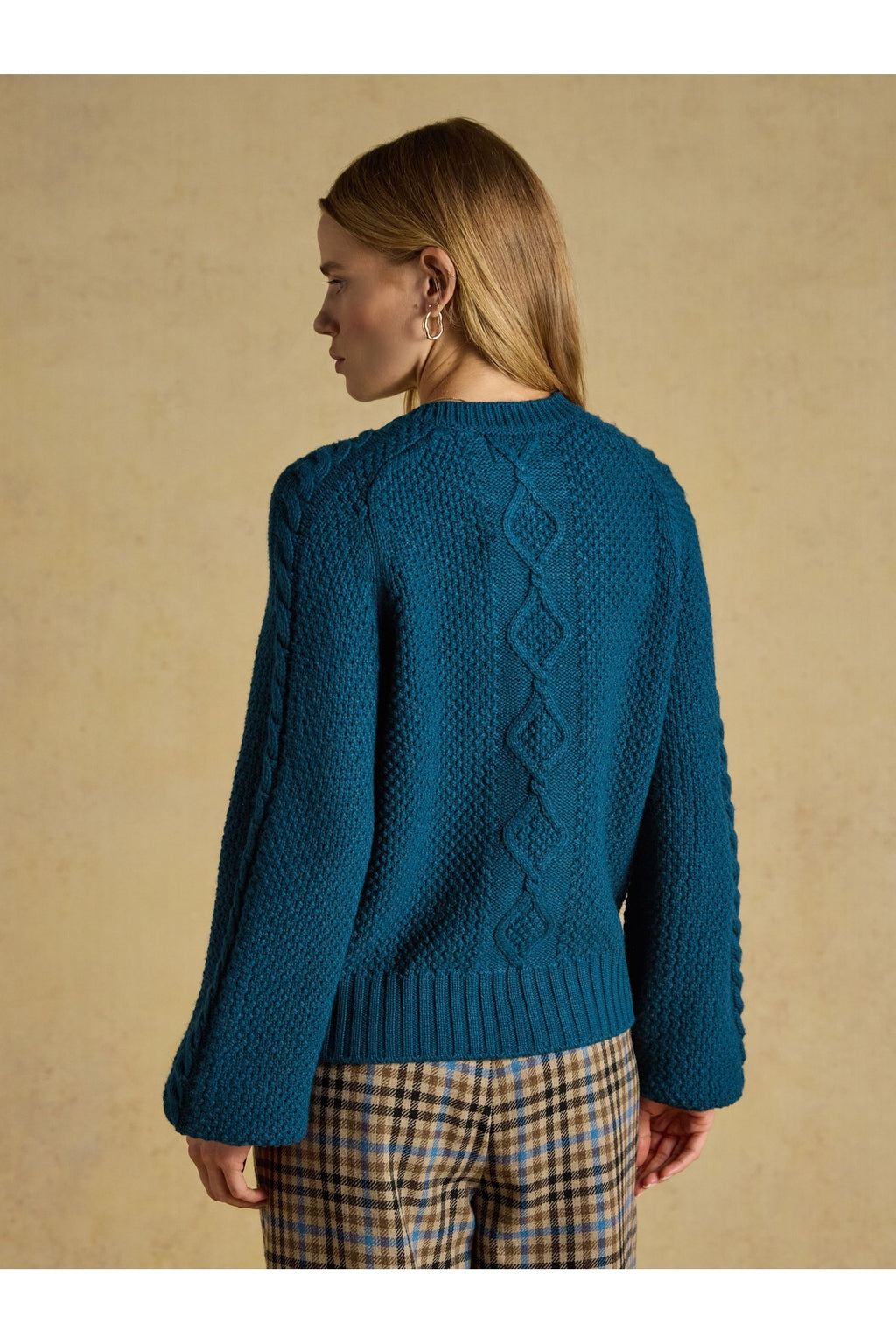 Joules Rafferty Petrol Blue Cable Knit Cardigan – view 2. Shop Joules at Dotique.