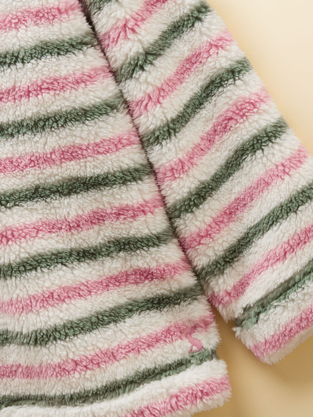 Joules Girls' Woozle Pink & Khaki Stripe Fleece – view 4 at Dotique
