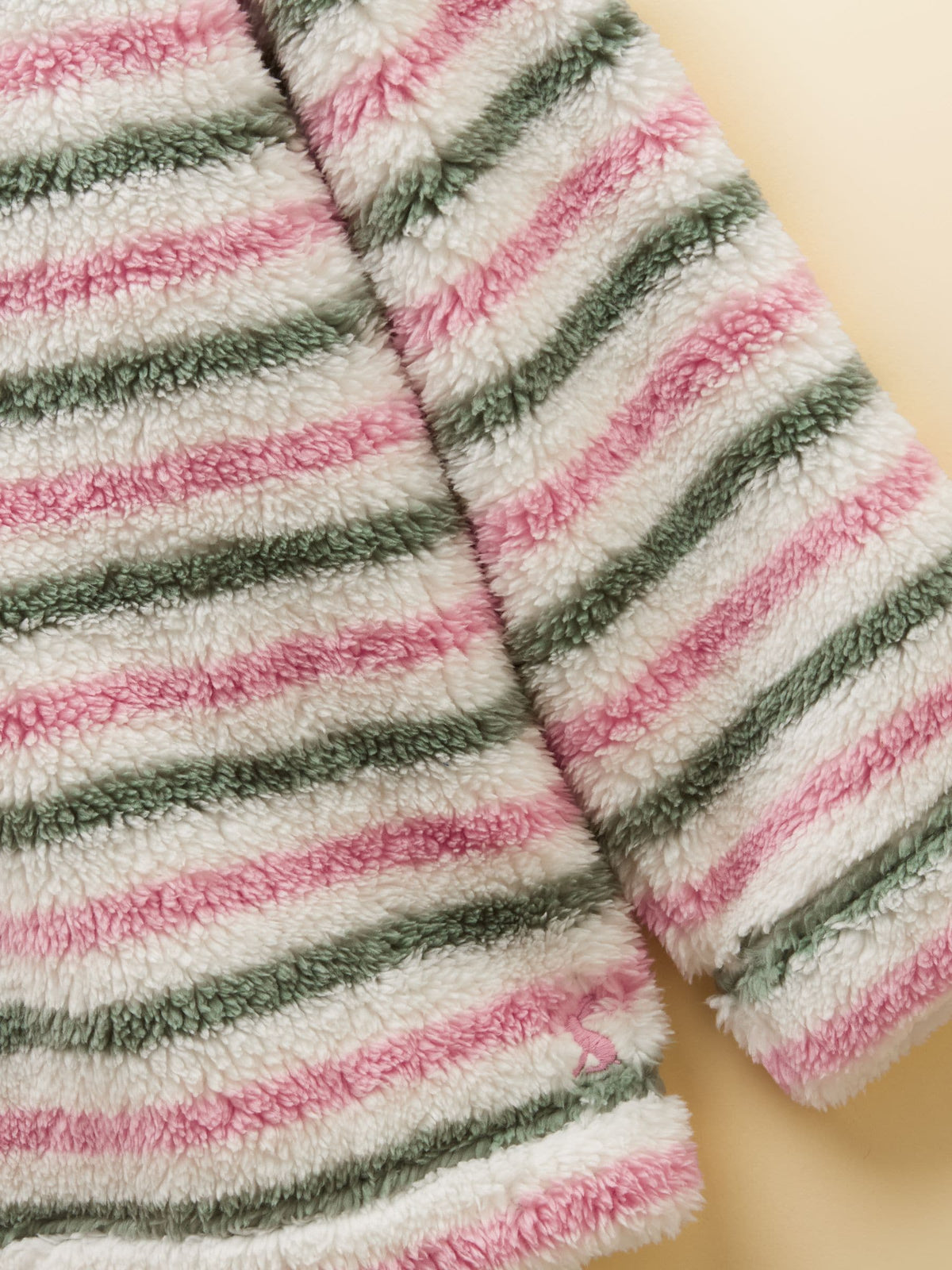 Joules Girls' Woozle Pink & Khaki Stripe Fleece – view 4 at Dotique