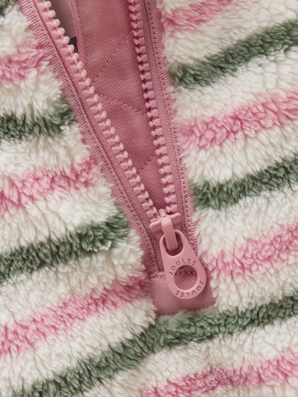 Joules Girls' Woozle Pink & Khaki Stripe Fleece – view 5 at Dotique