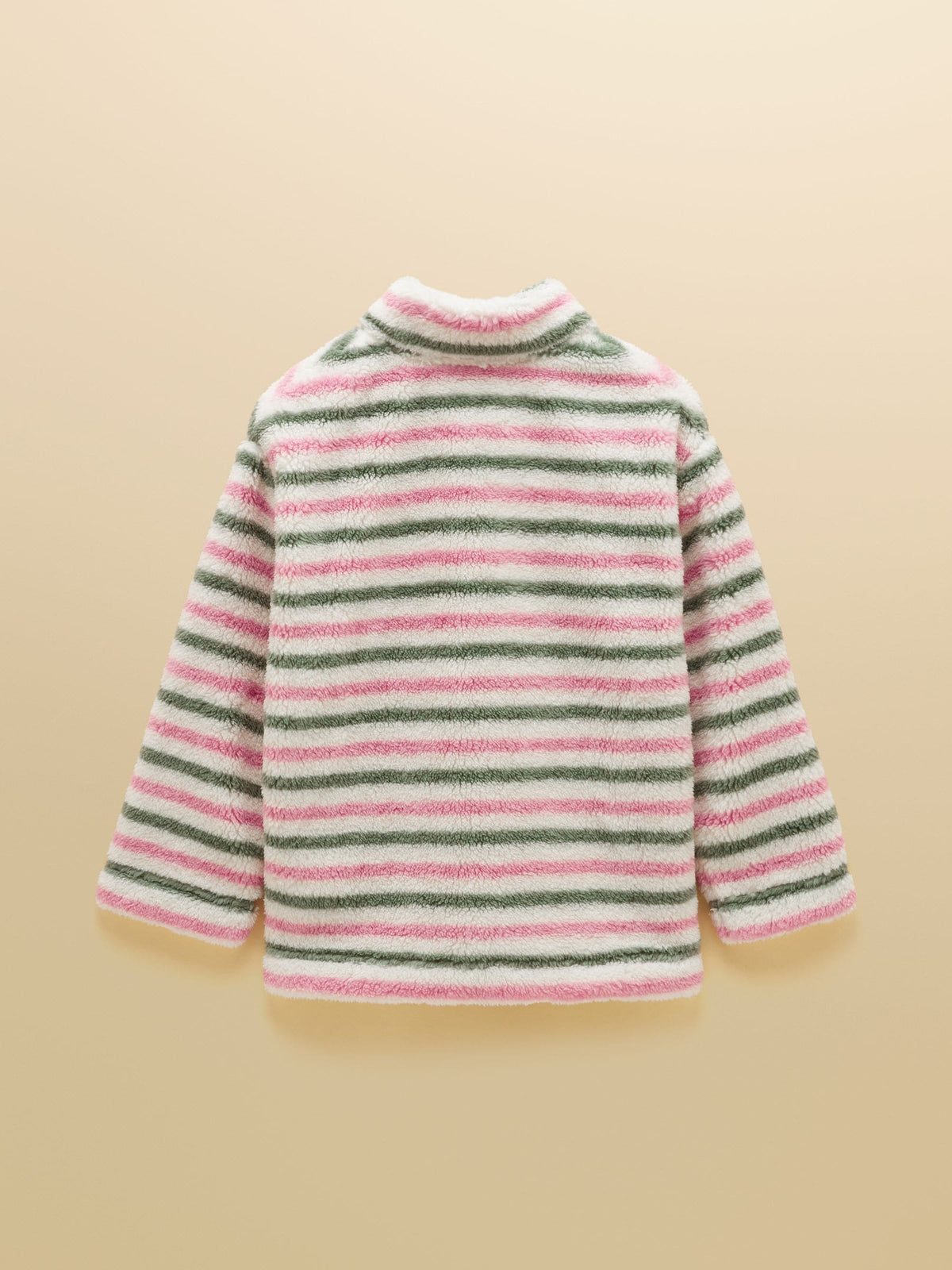 Joules Girls' Woozle Pink & Khaki Stripe Fleece detail at Dotique