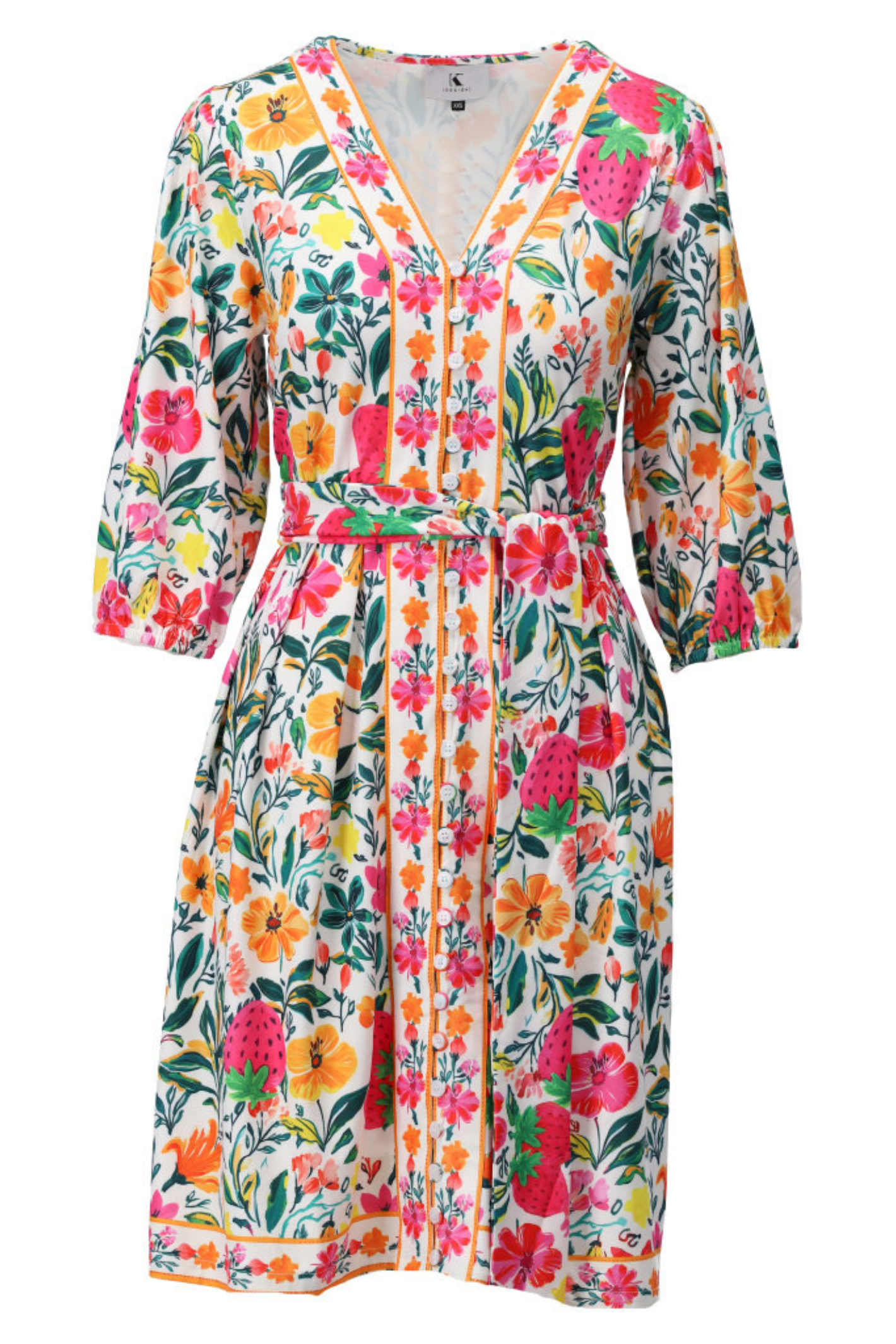 Colourful K Design dress in a flattering, easy-to-wear fit. Lightweight, comfortable and perfect for holidays, weddings and everyday. Shop K Design at Dotique.