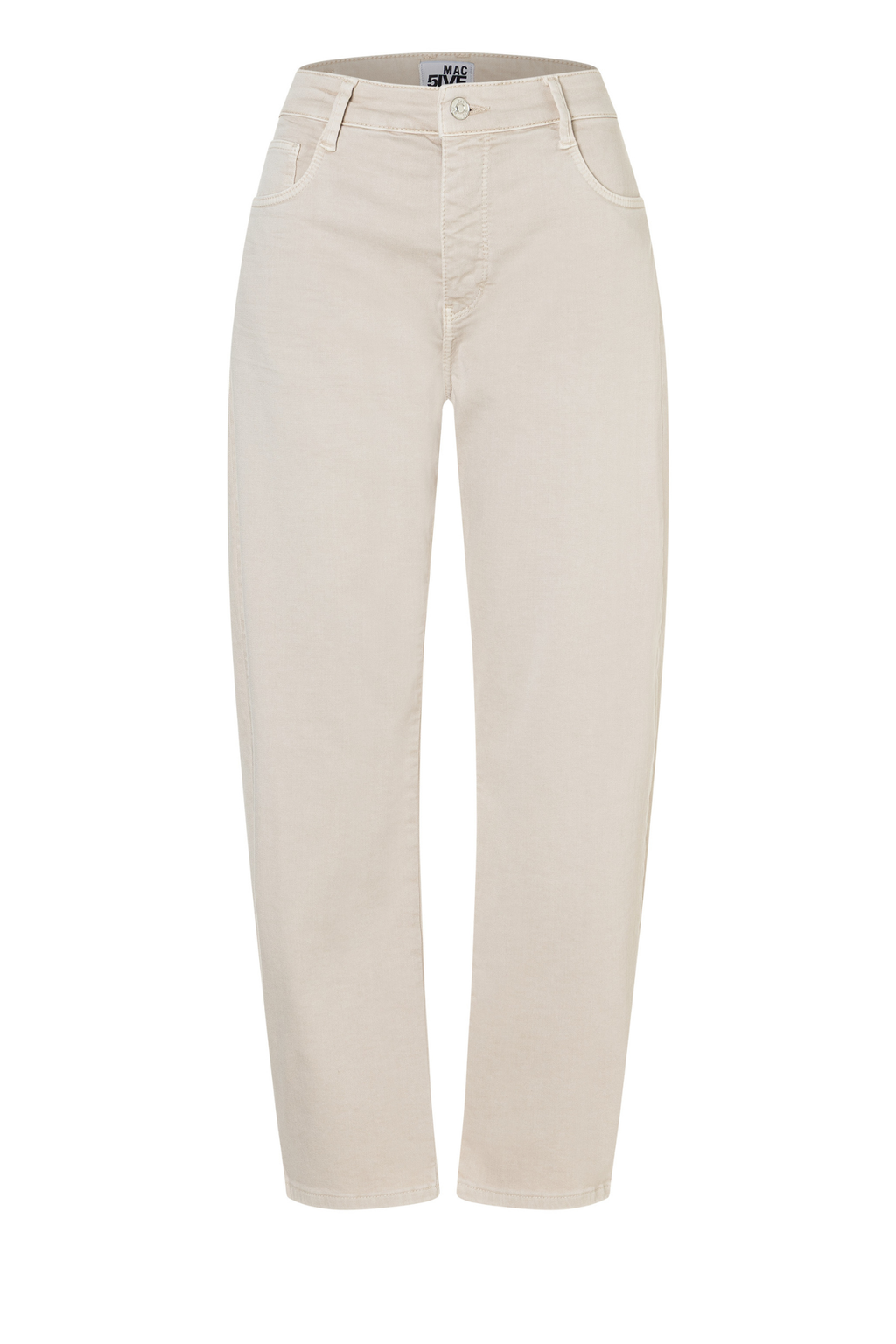 MAC Danni 2.3 barrel-leg jeans in ivory with high-rise fit and stretch gabardine fabric
