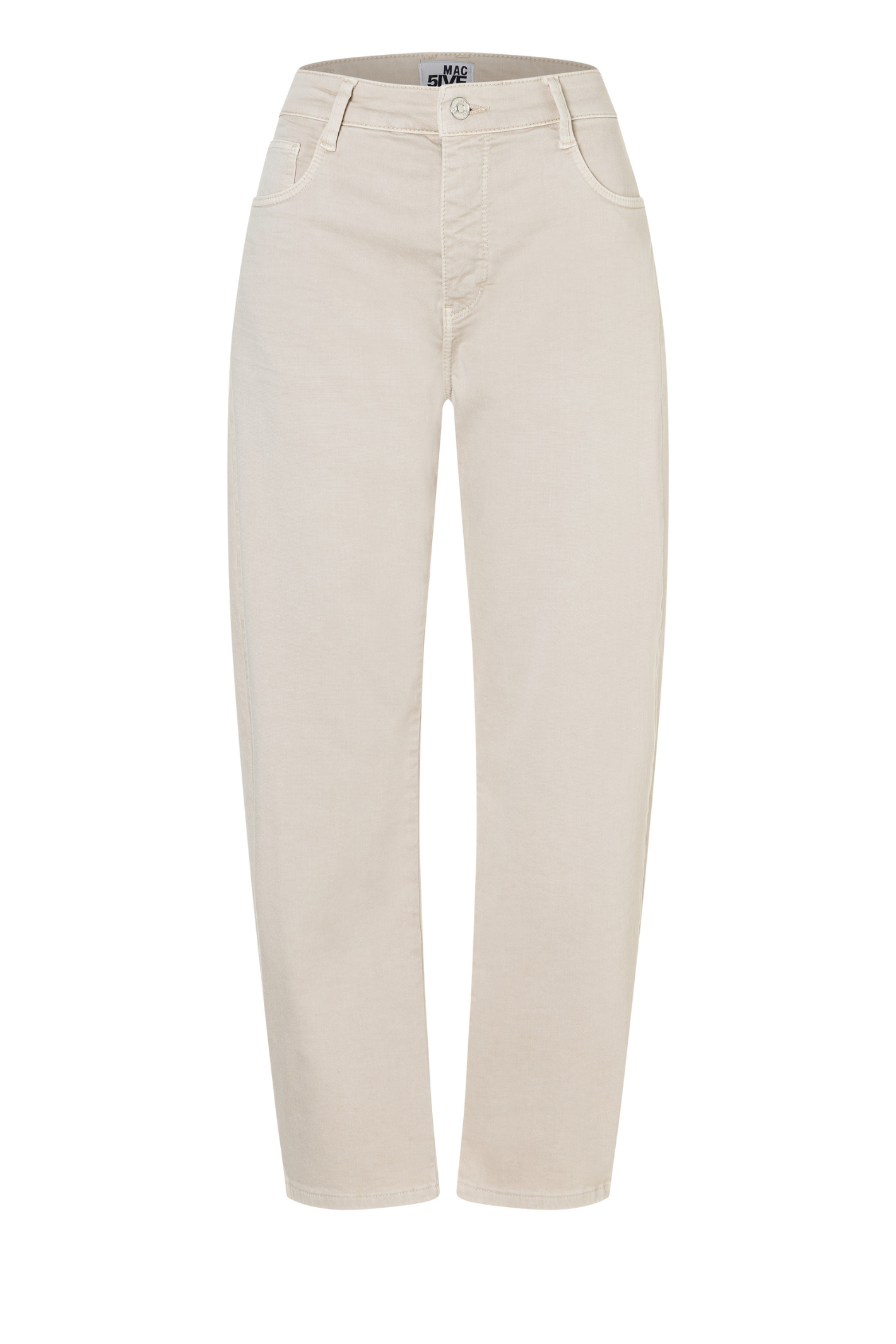 MAC Danni 2.3 barrel-leg jeans in ivory with high-rise fit and stretch gabardine fabric