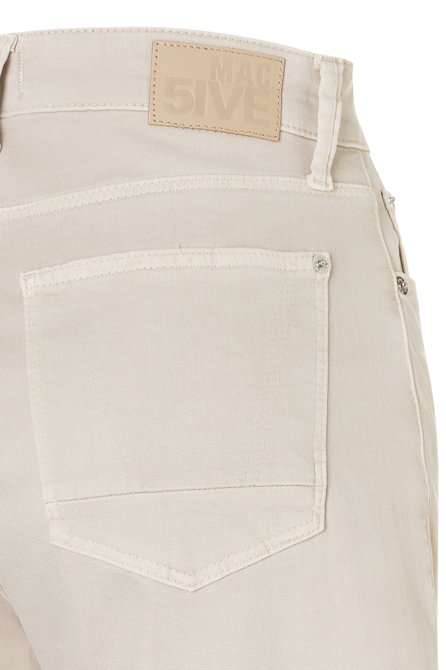 MAC Danni 2.3 barrel-leg jeans in ivory with high-rise fit and stretch gabardine fabric