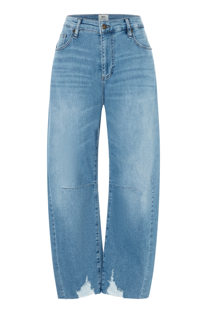 Dotique MAC Dakota Barrel Leg Jeans in Vintage Wash with Fringe Hem