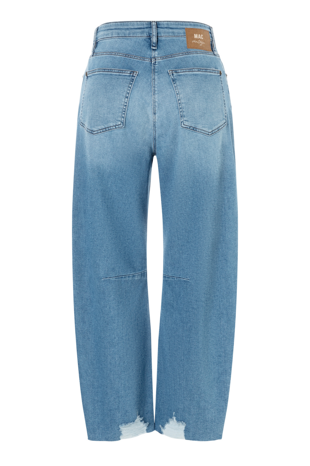 Dotique MAC Dakota Barrel Leg Jeans in Vintage Wash with Fringe Hem