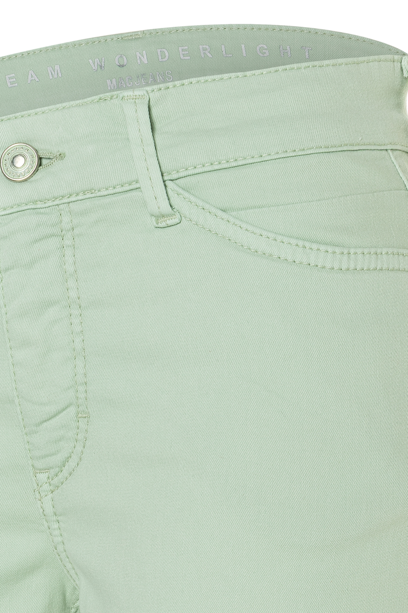 Close-up of MAC Jeans Dream Summer Light Fresh Mint L26 5492-0351-137R front pocket detail by Mac Jeans shop Mac Jeans at Dotique gallery 1