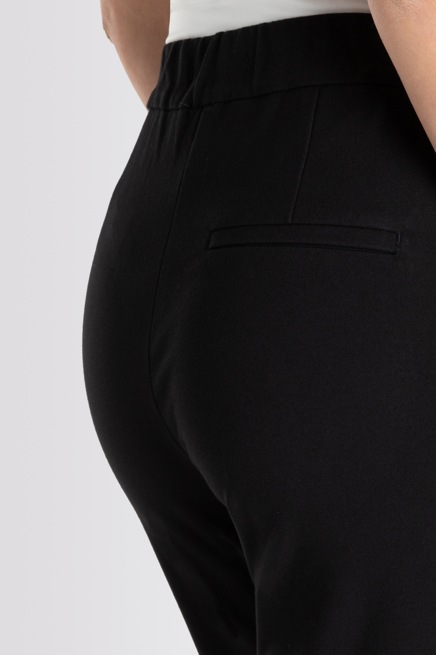 “MAC Chiara light jersey trousers in black with relaxed straight leg”