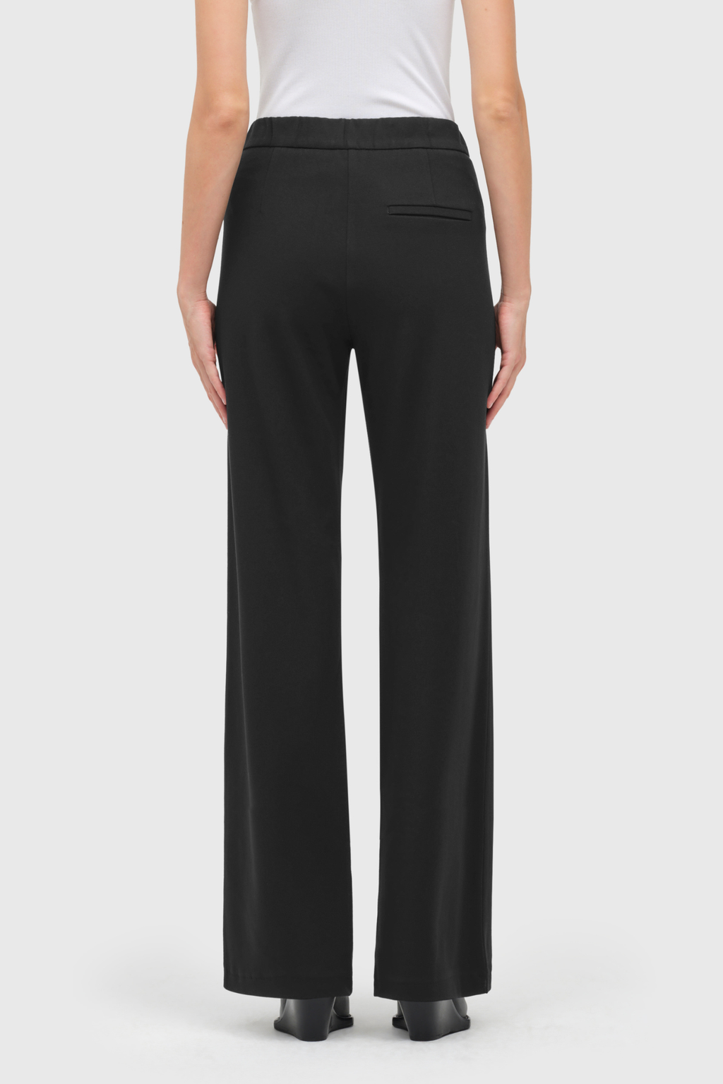 “MAC Chiara light jersey trousers in black with relaxed straight leg”