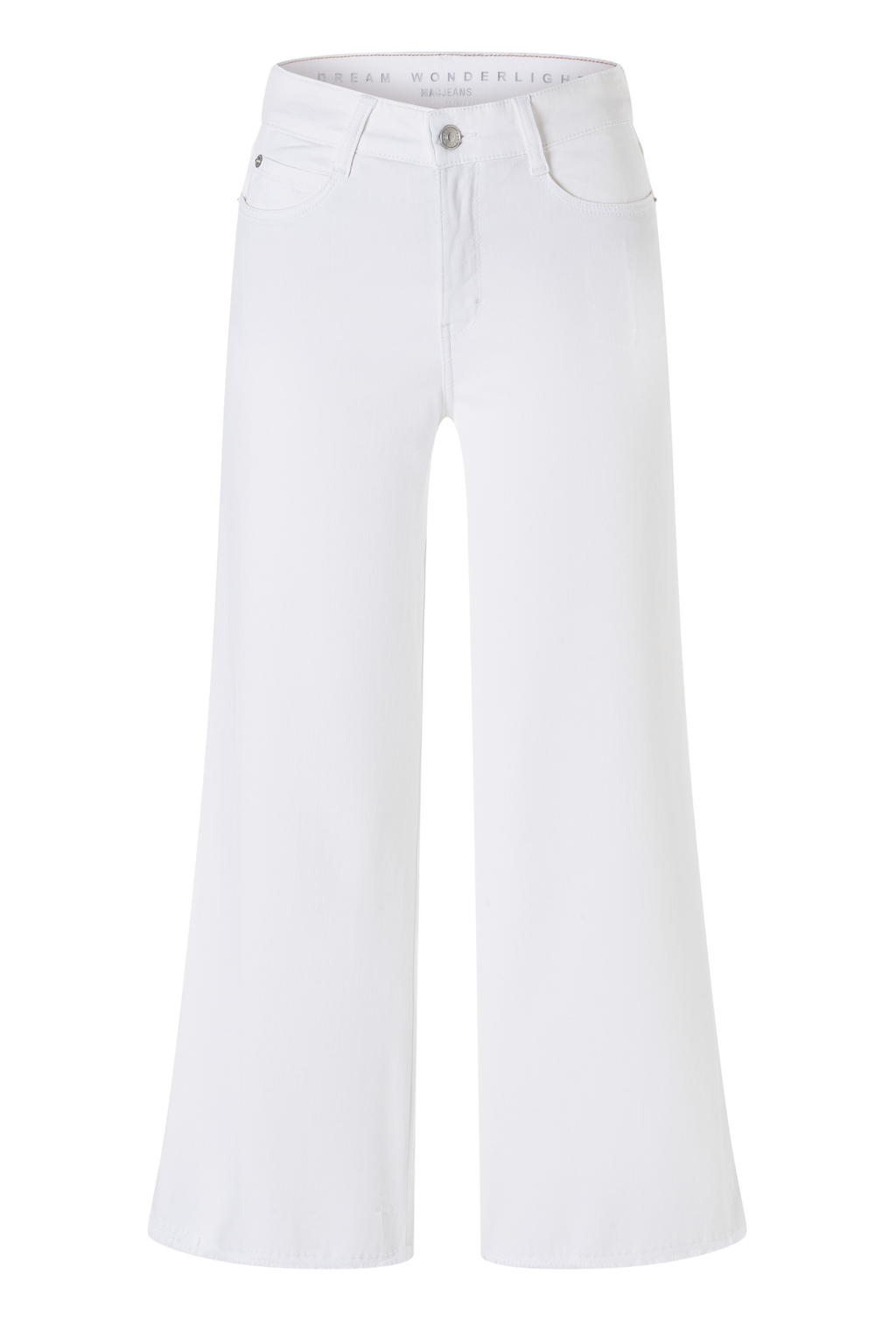 MAC Dream Wide cropped jeans in white Wonder Light denim. Flattering wide leg fit with a soft stretch feel. Easy summer styling from Dotique.