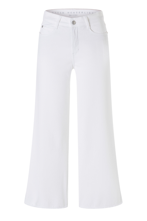 MAC Dream Wide cropped jeans in white Wonder Light denim. Flattering wide leg fit with a soft stretch feel. Easy summer styling from Dotique.