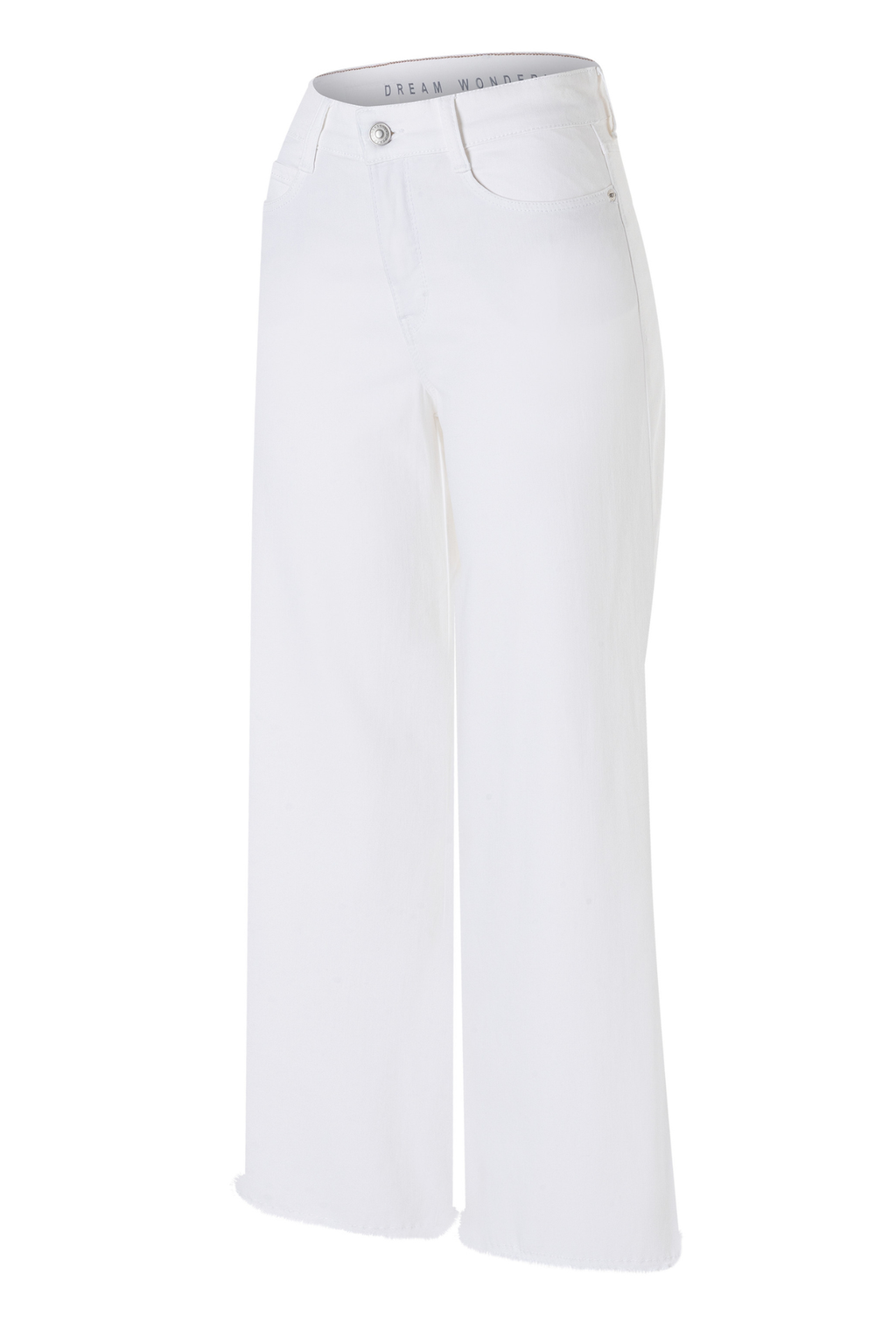 MAC Dream Wide cropped jeans in white Wonder Light denim. Flattering wide leg fit with a soft stretch feel. Easy summer styling from Dotique.