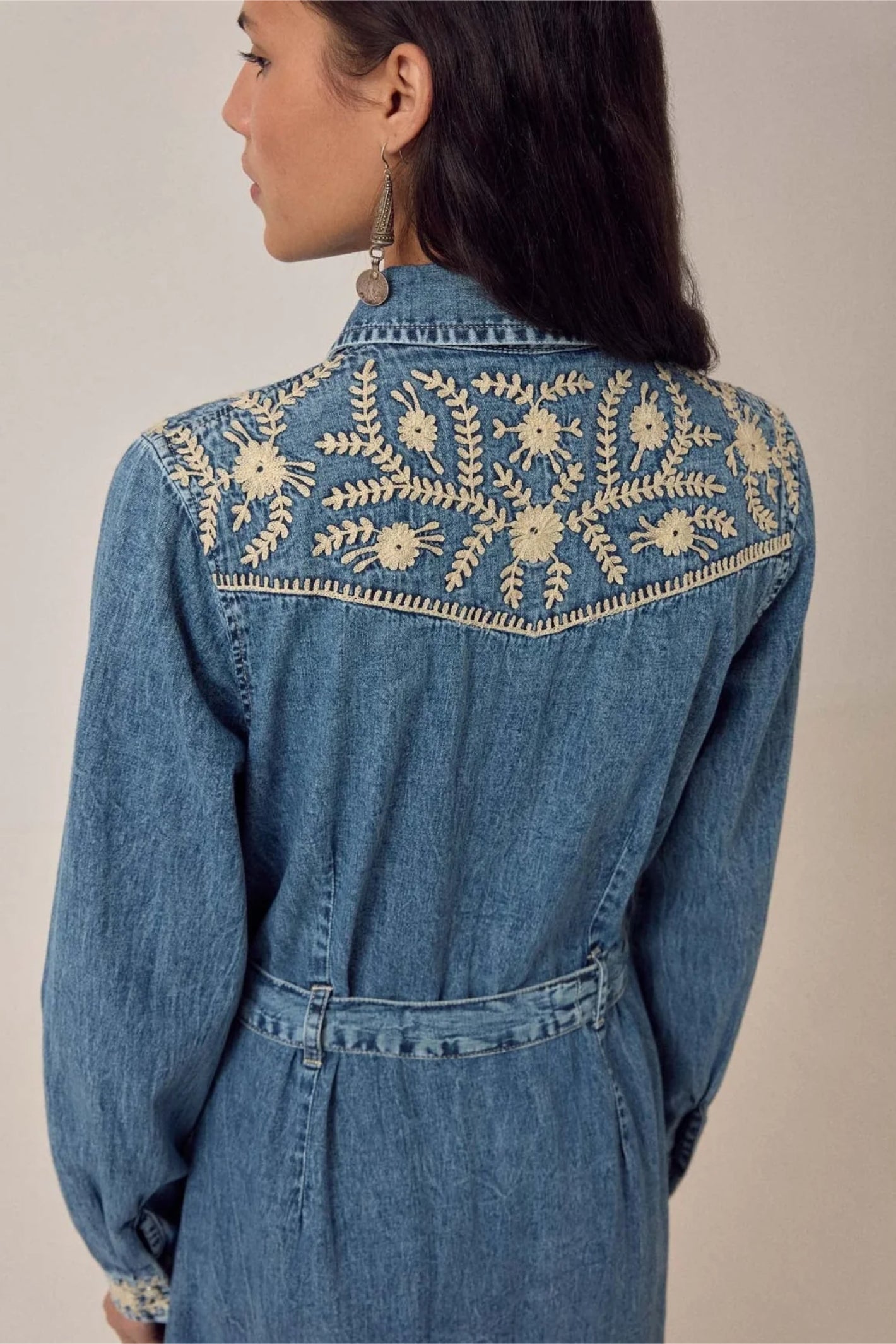 Back view of Maison Hotel Amelia Dress Arizona featuring detailed floral embroidery Shop Maison Hotel at Dotique gallery 1