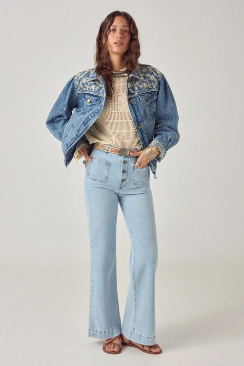 Front gallery view of Maison Hotel Loretta Jacket Arizona Haze with embroidered yoke Shop Maison Hotel at Dotique