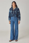 Model wearing Maison Hotel Sora Blouse Shibori Dreams Ocean Ink by Maison Hotel, shop Maison Hotel at Dotique.