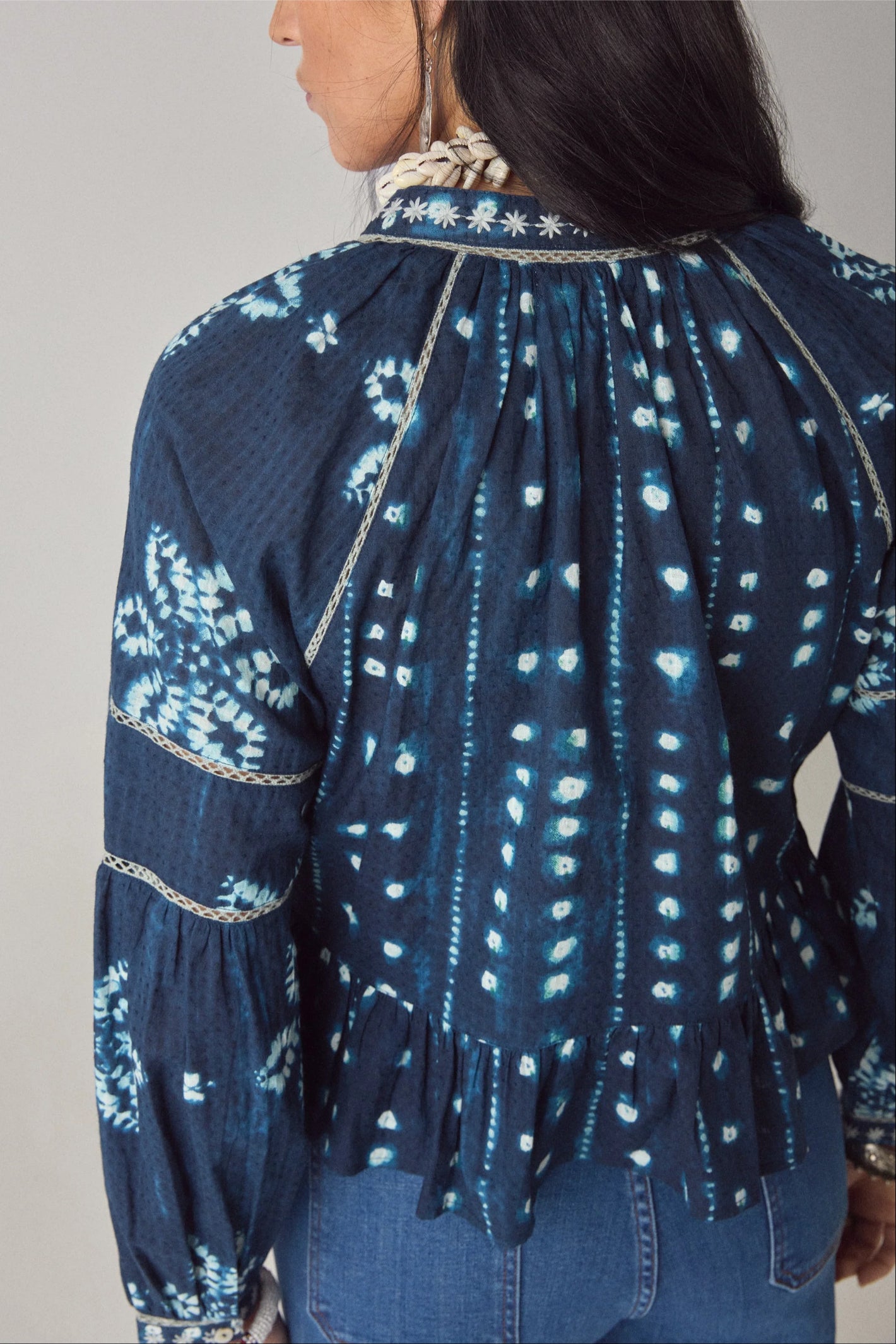 Maison Hotel Sora Blouse Shibori Dreams Ocean Ink by Maison Hotel, shop Maison Hotel at Dotique for this stylish blouse.