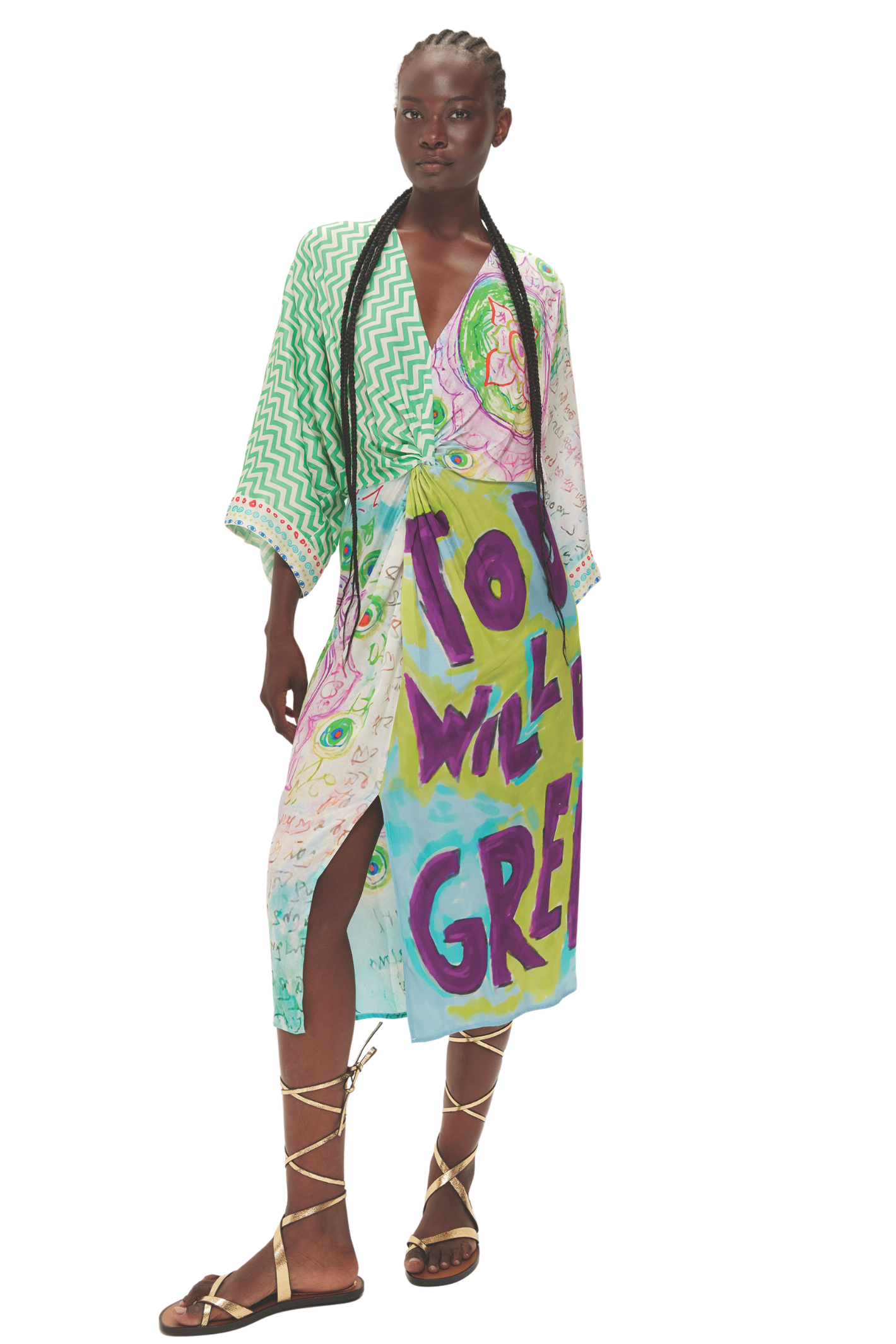 Model wearing Me369 Camila Runic Whisper Dress by Me369, shop the vibrant style at Dotique online store