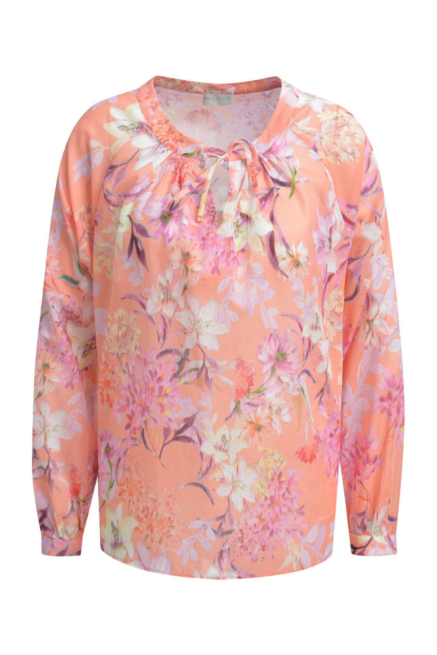 “Milano Italy peach floral round neck blouse 61-2422-3500 from Dotique
