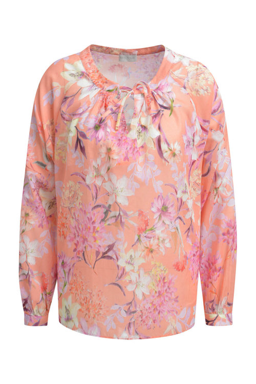 “Milano Italy peach floral round neck blouse 61-2422-3500 from Dotique