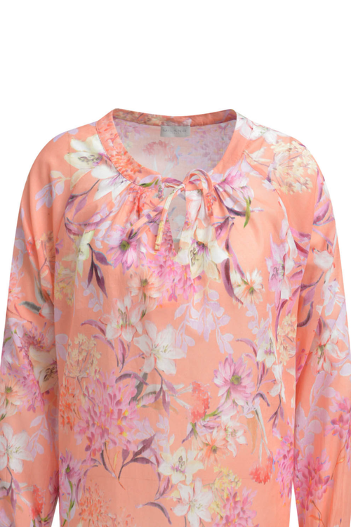 “Milano Italy peach floral round neck blouse 61-2422-3500 from Dotique