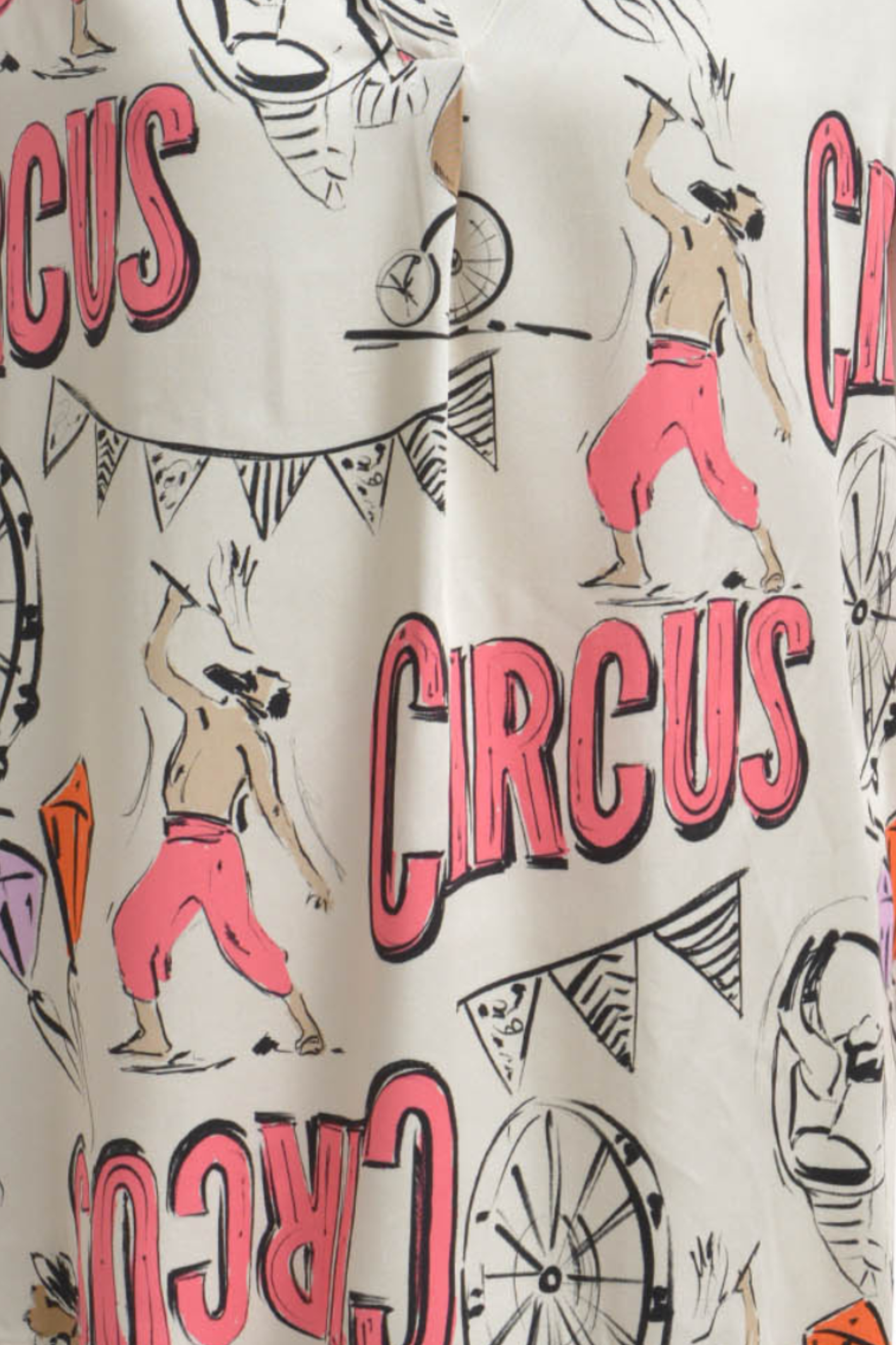 Milano Italy 61-6506-3061 Cream Print V-Neck Blouse by MILANO featuring circus design, shop MILANO at Dotique.