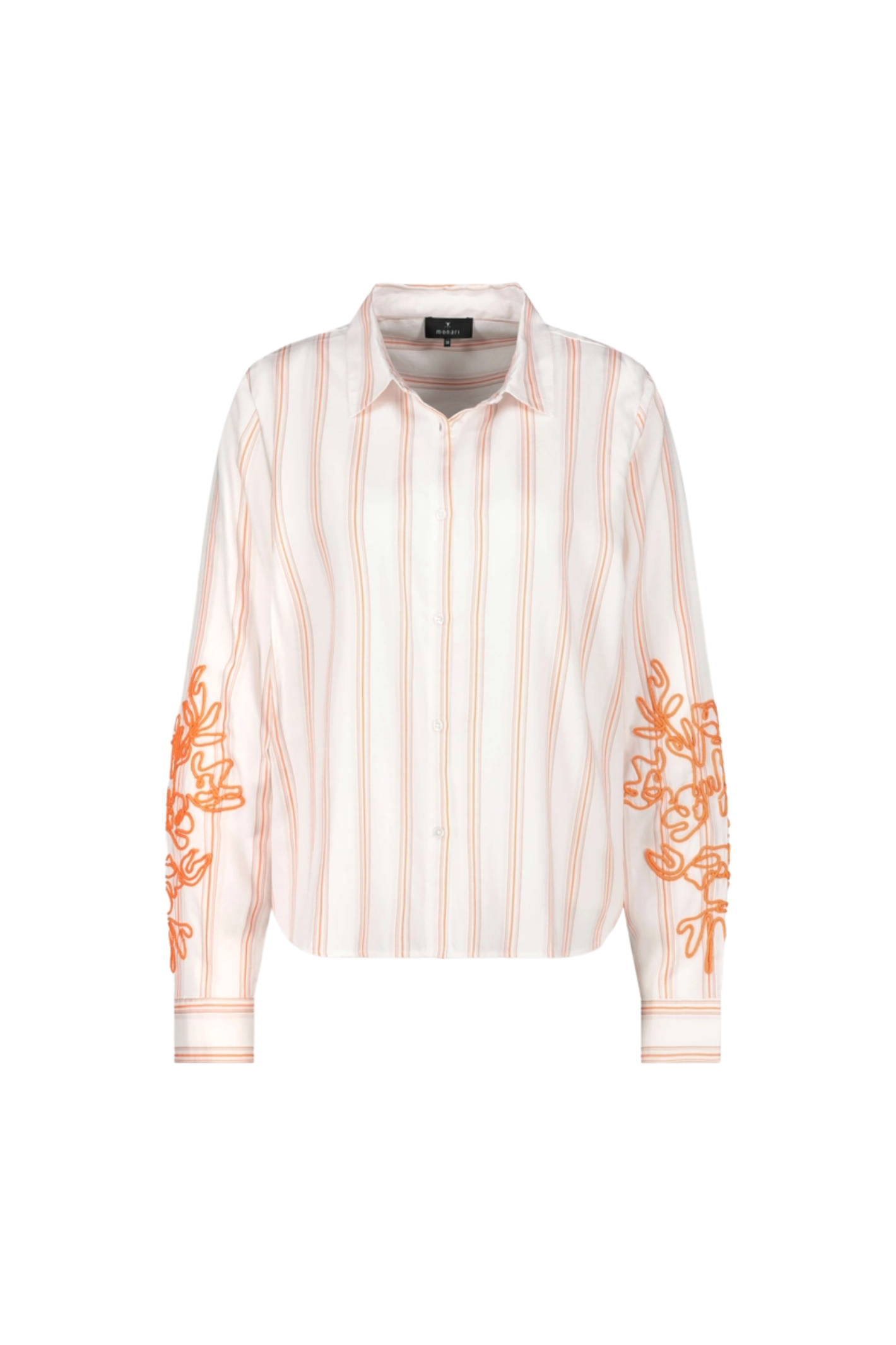 Monari 410249 Cord Embroidery Shirt Off White Pattern by Monari with orange embroidery, shop Monari at Dotique online store.
