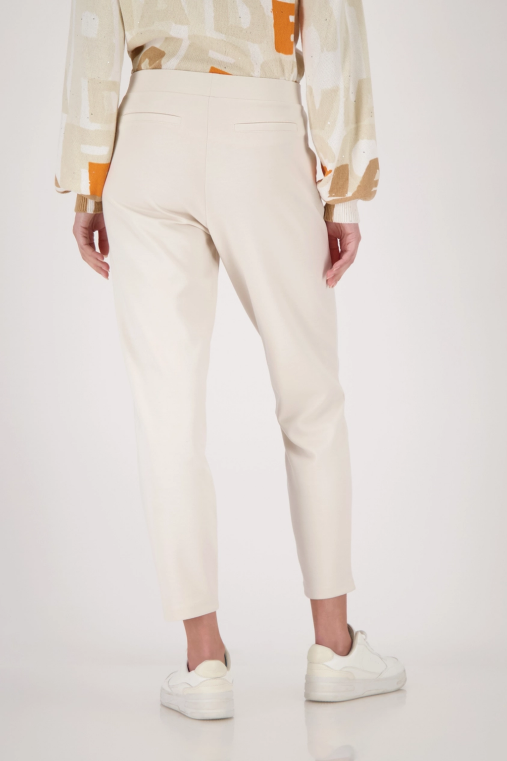 Monari 410465 Drawstring Sweatpants Champagne Beige shown from the back, shop Monari at Dotique for stylish comfort.