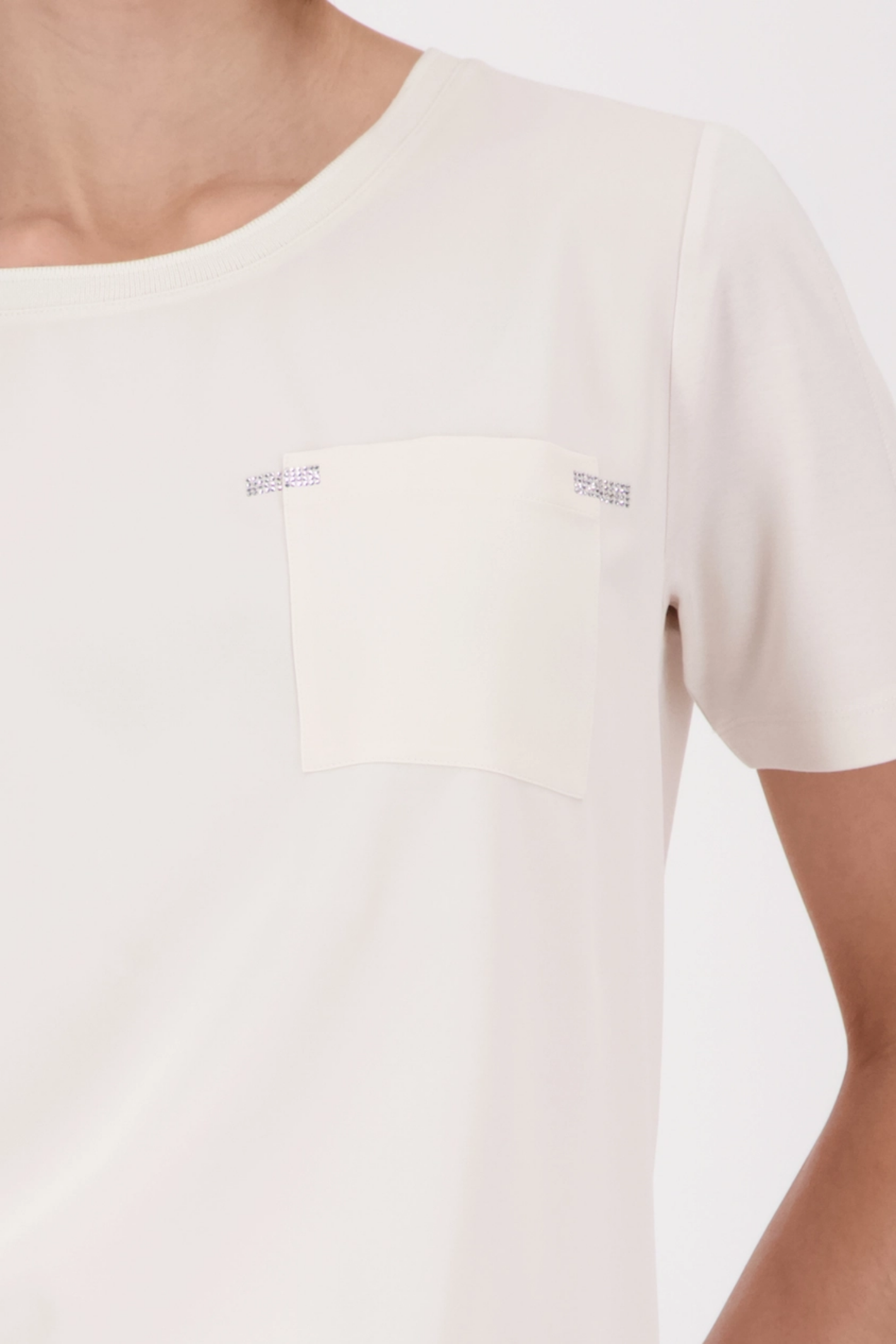 Monari 410467 Rhinestone Detail Top Champagne Beige by Monari featuring rhinestone accents, shop Monari at Dotique.