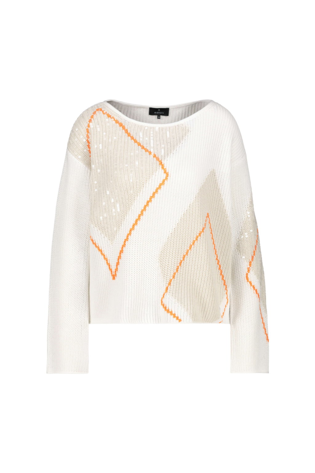 Monari 410281 Diamond Pattern Sequin Jumper Off White by Not specified, shop the Not specified collection at Dotique online.
