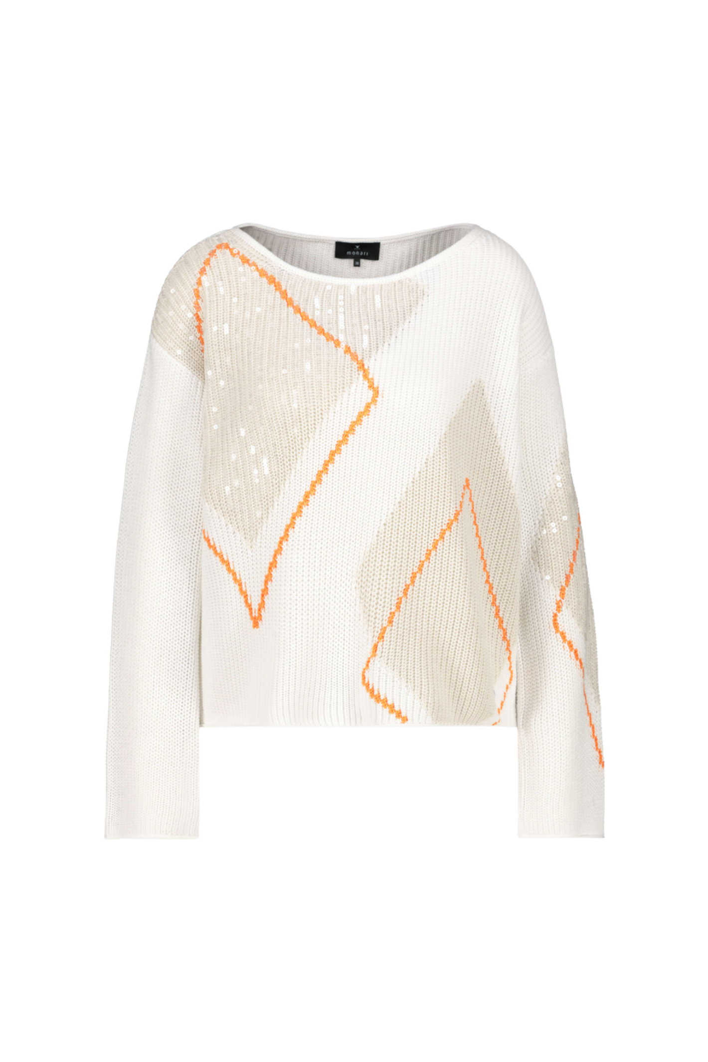 Monari 410281 Diamond Pattern Sequin Jumper Off White by Not specified, shop the Not specified collection at Dotique online.