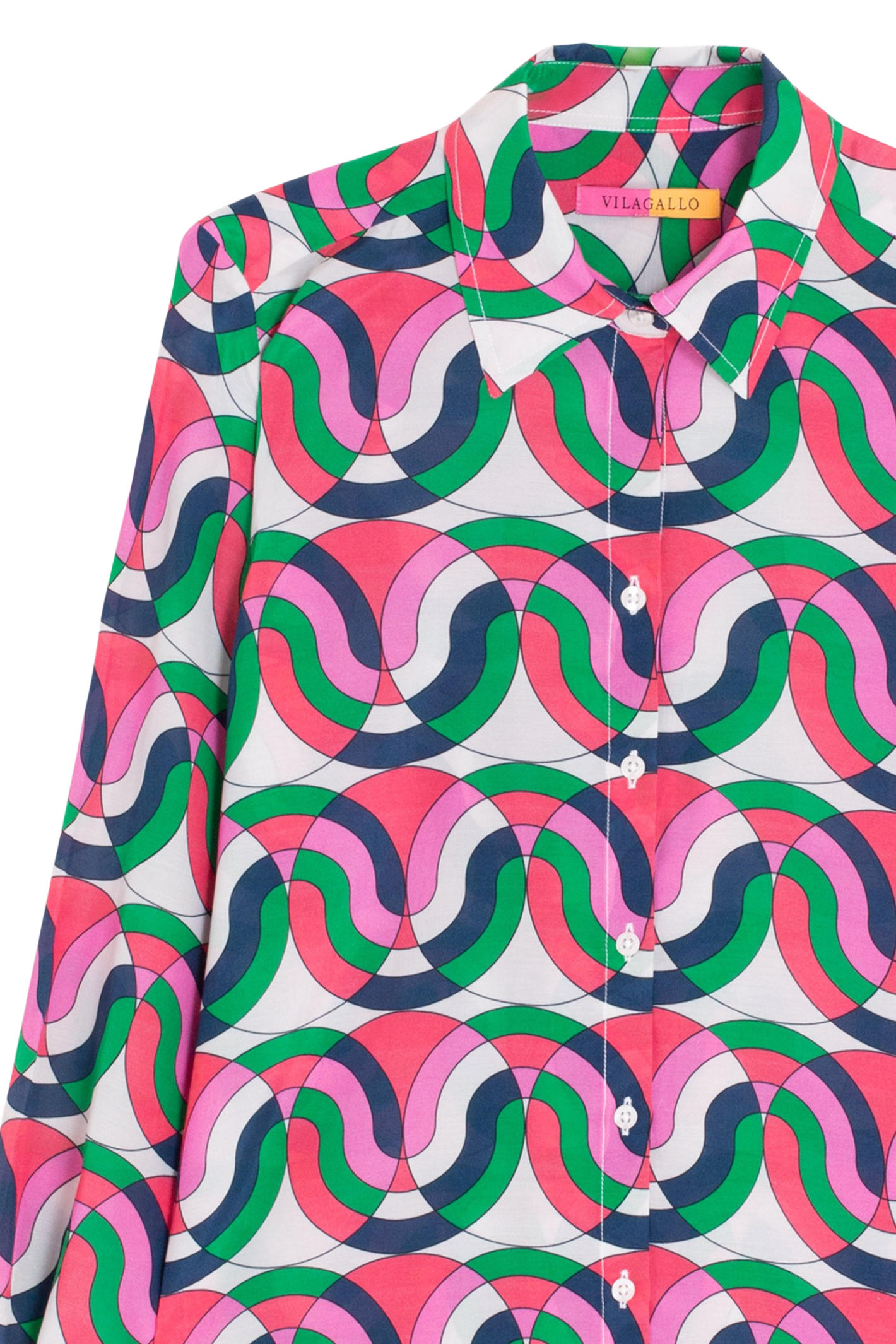 Vilagallo 33449 Multicolour Geometric Print Shirt by Vilagallo, shop Vilagallo styles at Dotique online now