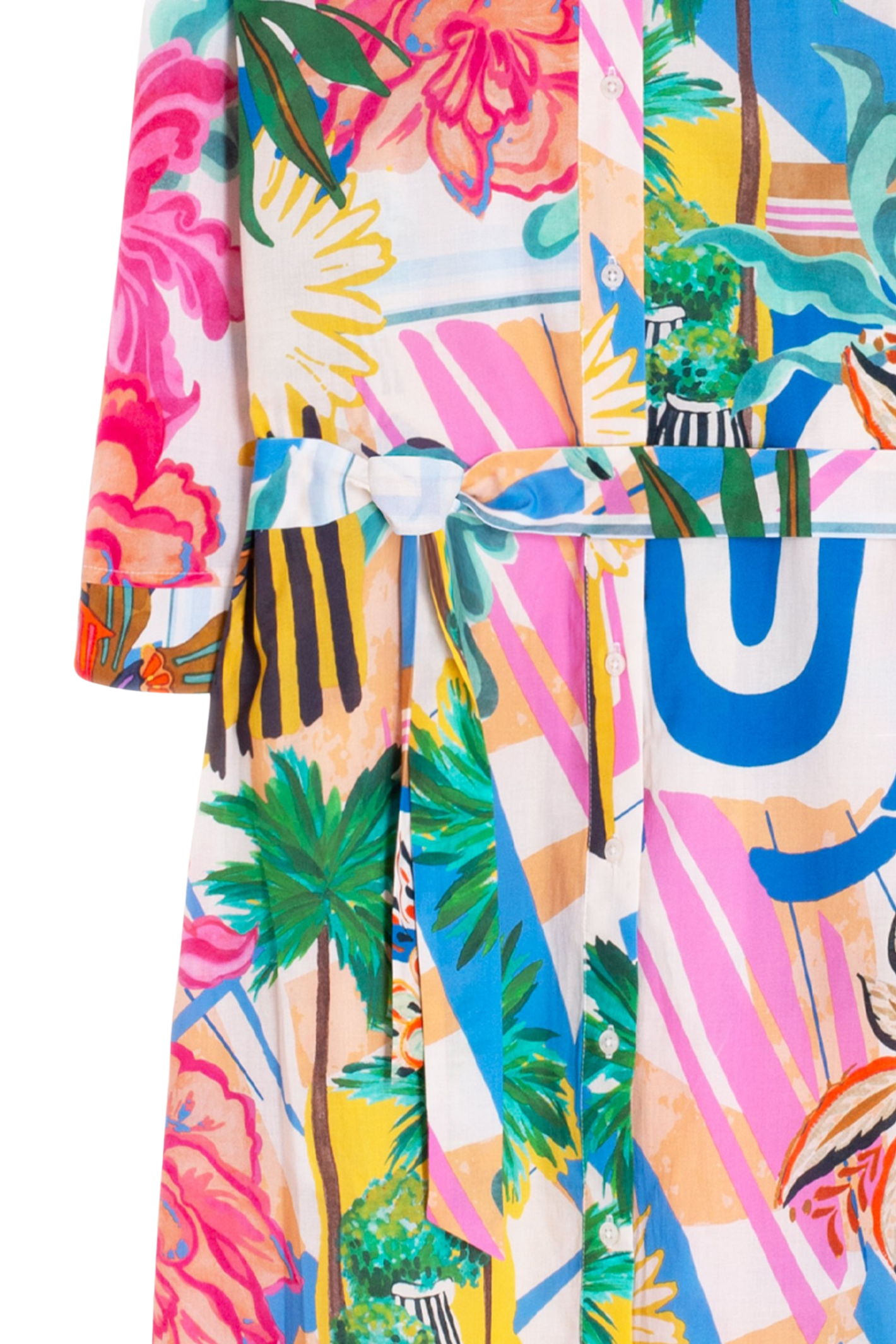 Vilagallo 33305 Multicolour Palm Print Shirt Dress