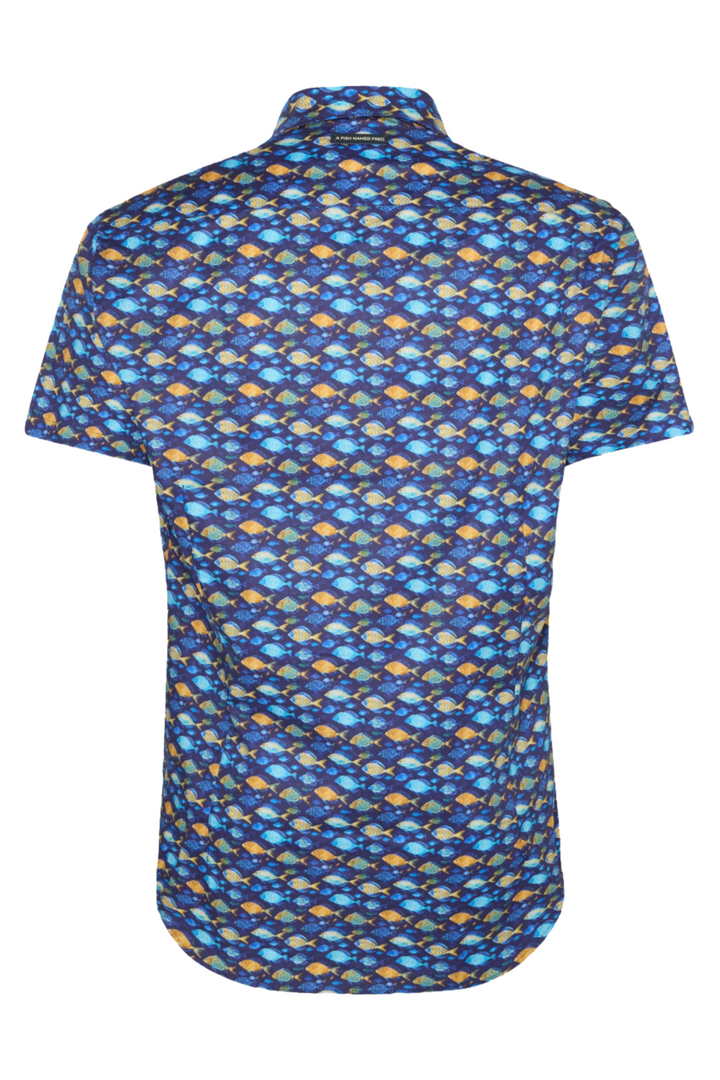 A Fish Named Fred 31.066 Short Sleeve Men's Shirt Navy Fish
