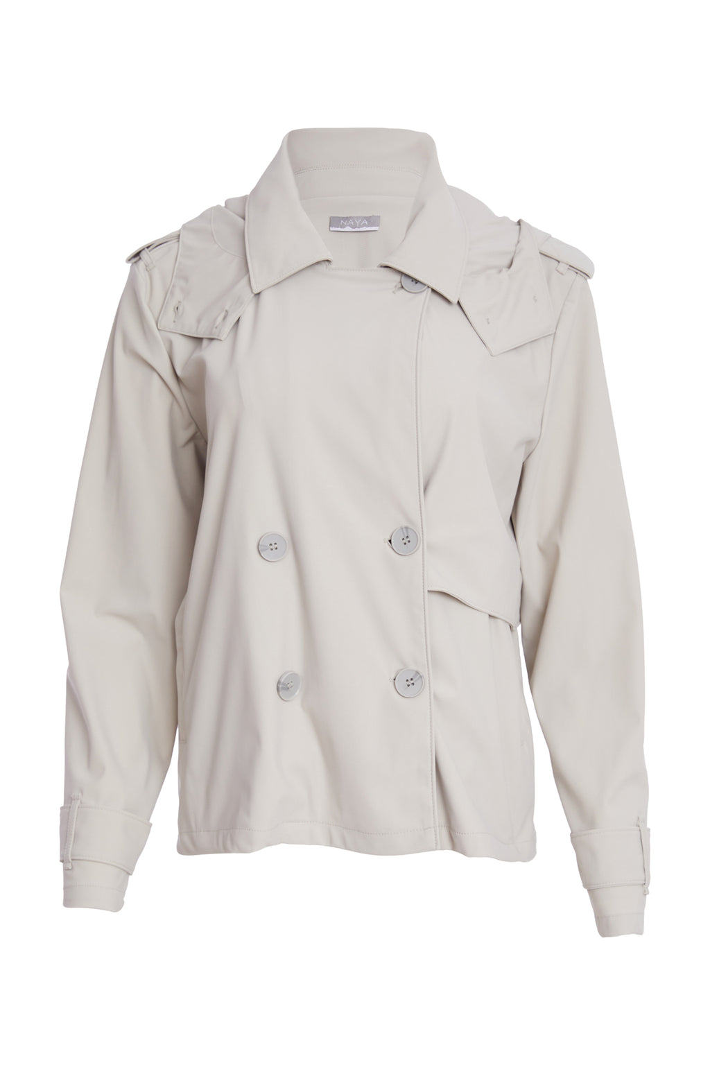 Naya NPA26197 Double Breasted Hooded Jacket With Pocket Welt At Front Ash