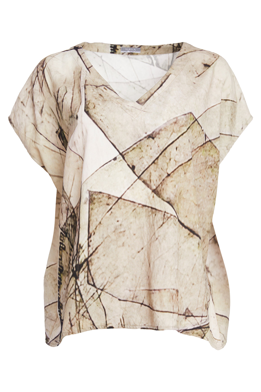 Naya NPA26308 Grapic Print Vee Neck Top Ash