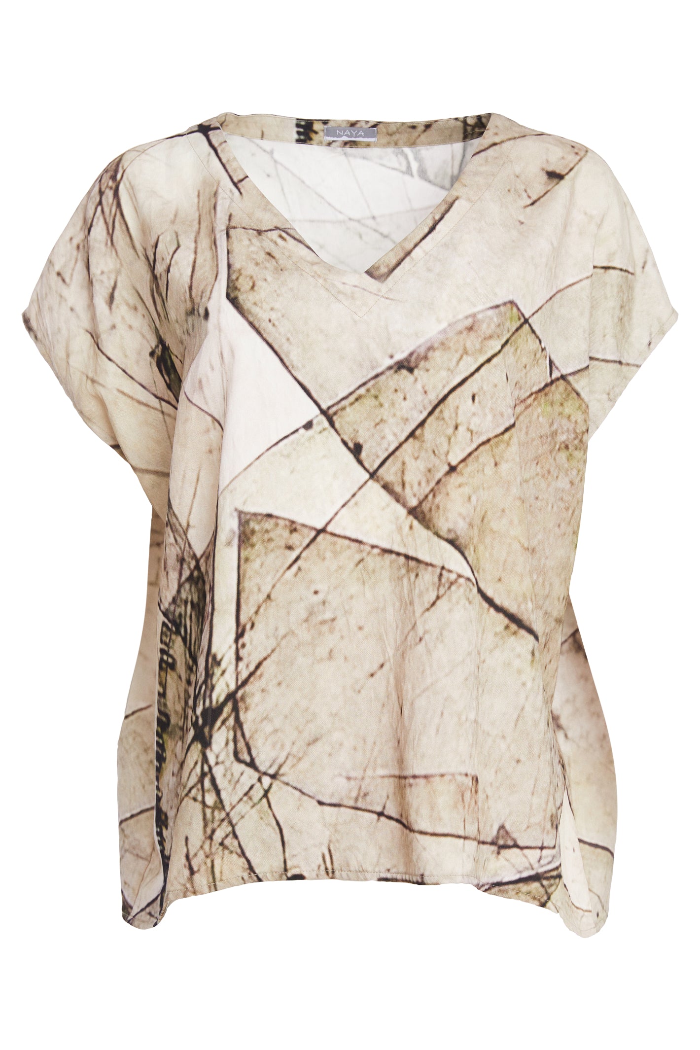 Naya NPA26308 Grapic Print Vee Neck Top Ash