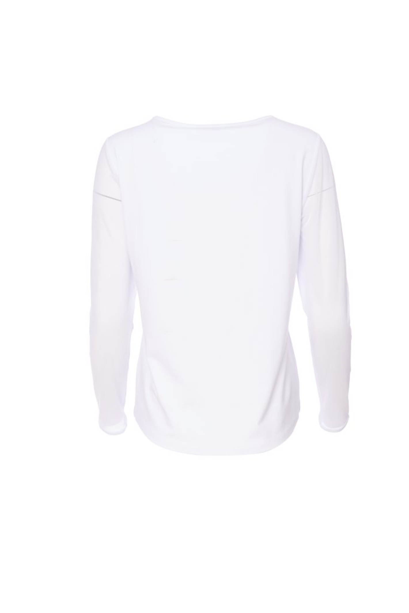 Soft off-white Naya jersey top with sheer mesh sleeves and a flattering round neckline. Easy to wear and perfect for layering. Shop at Dotique.