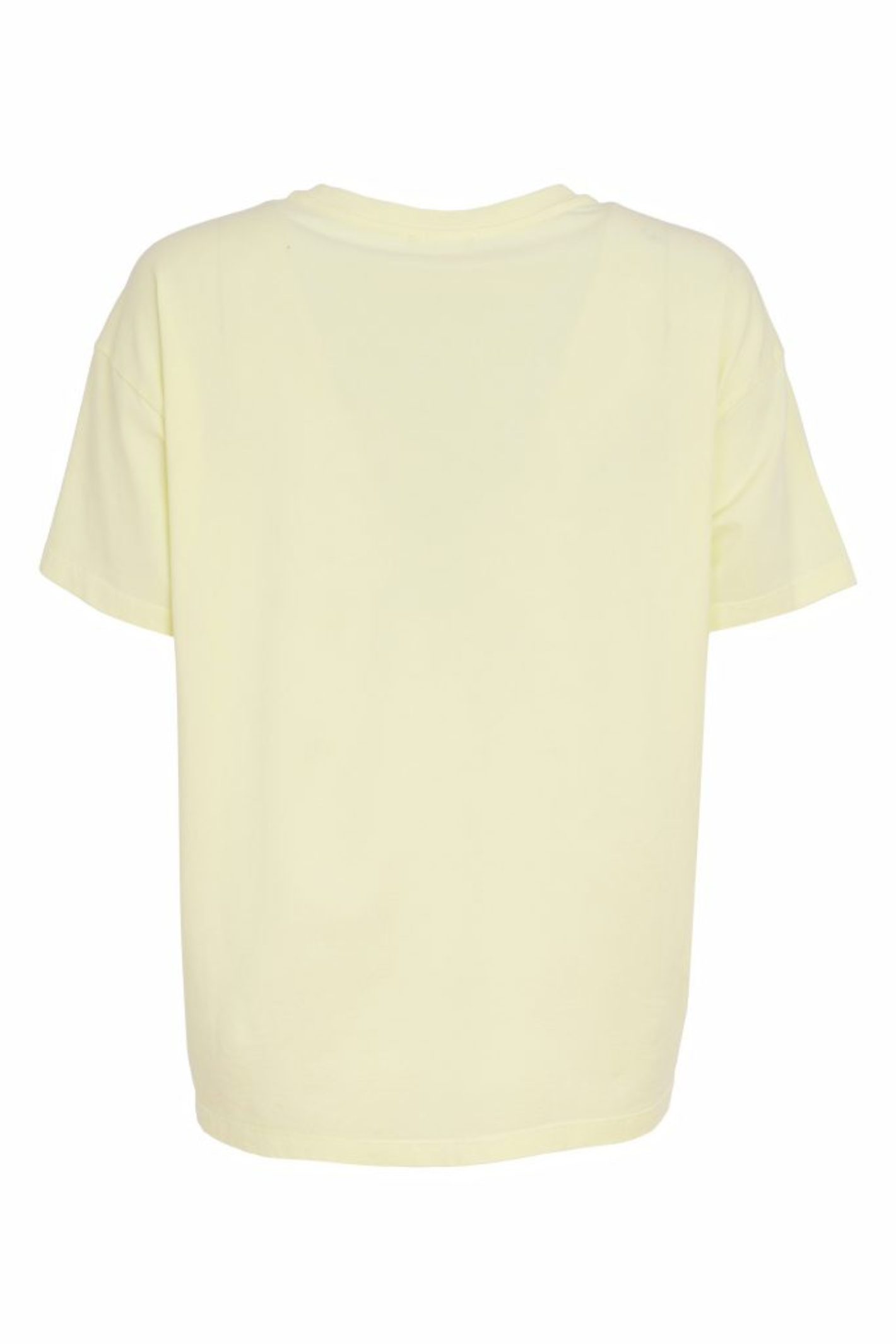 Soft lemon yellow Naya jersey top with a relaxed fit and cut-out hem detail. Easy to wear and perfect for everyday. Shop at Dotique.