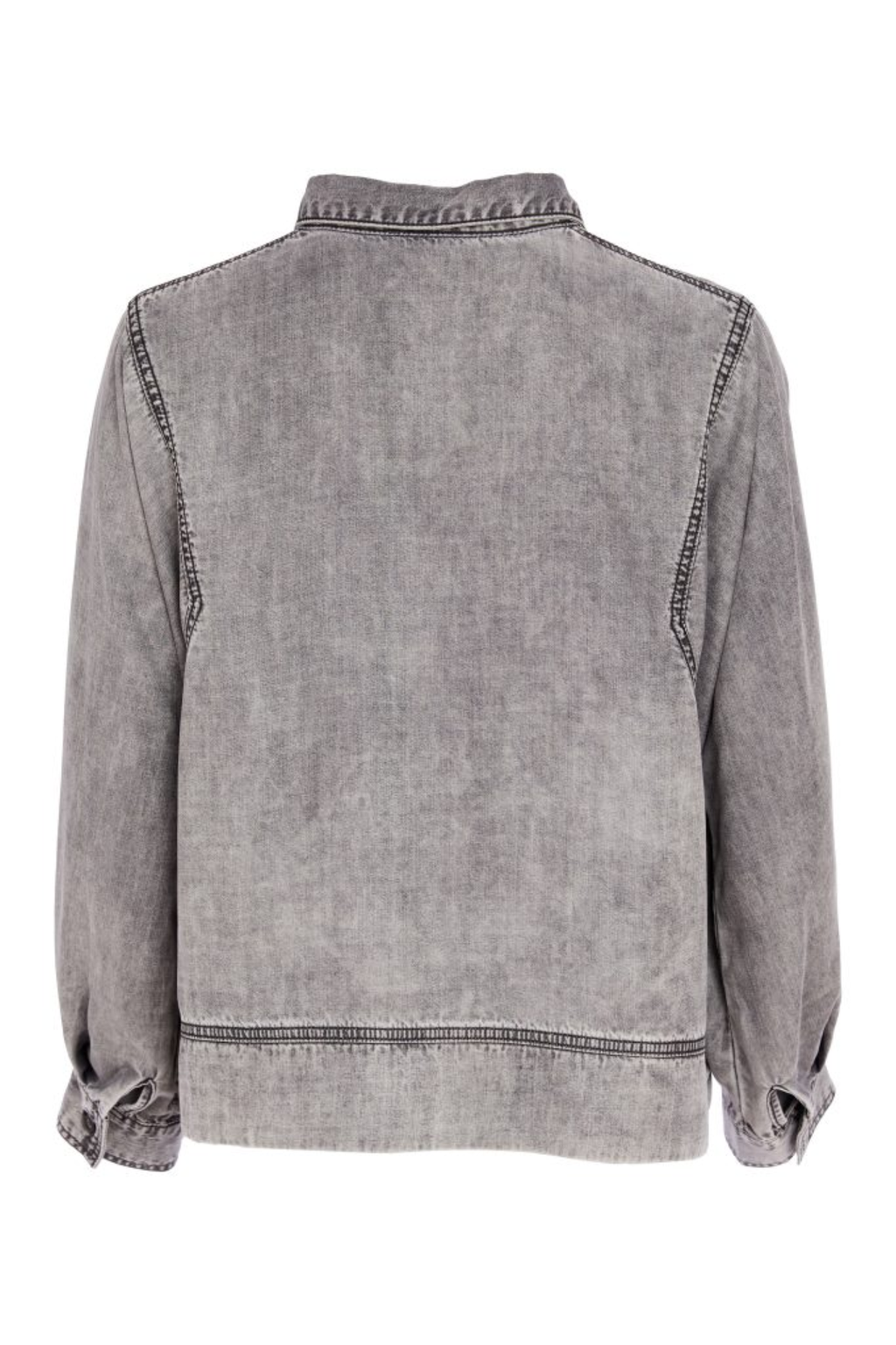 Back view of Naya NAS26140 Granite Grey Washed Effect Jacket by Naya, shop Naya at Dotique with relaxed Tencel finish