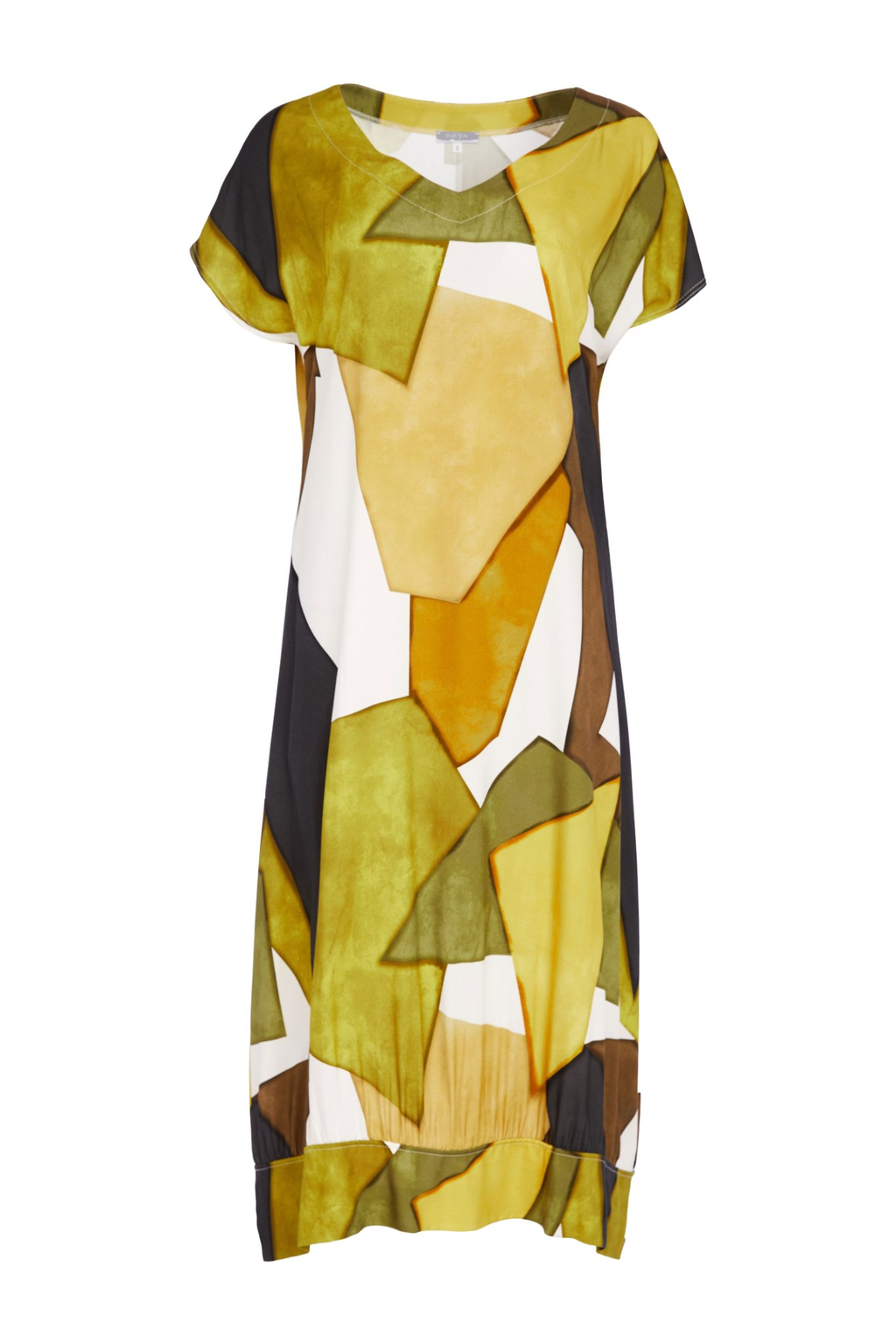 Naya NAS26151 Oasis Multicolour V-Neck Dress by Naya in bold abstract print, shop Naya at Dotique for SS26 style