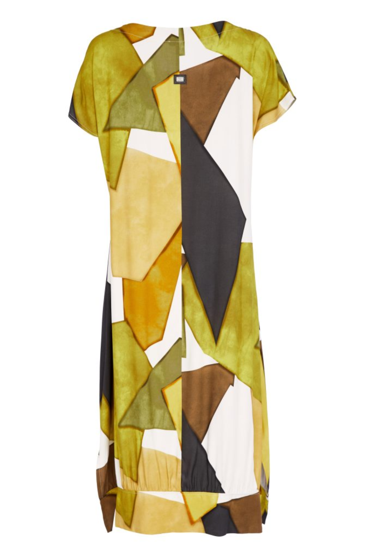 Naya NAS26151 Oasis Multicolour V-Neck Dress by Naya with abstract block print, shop Naya at Dotique for SS26 style