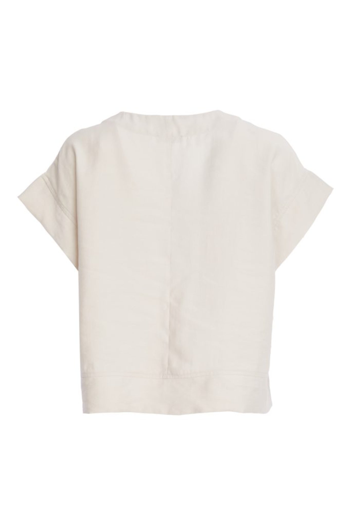 Back view of Naya NPA26220 Patch Pocket Vee Neck Top With Button Detail Ash by Naya in cream tone, shop Naya at Dotique.