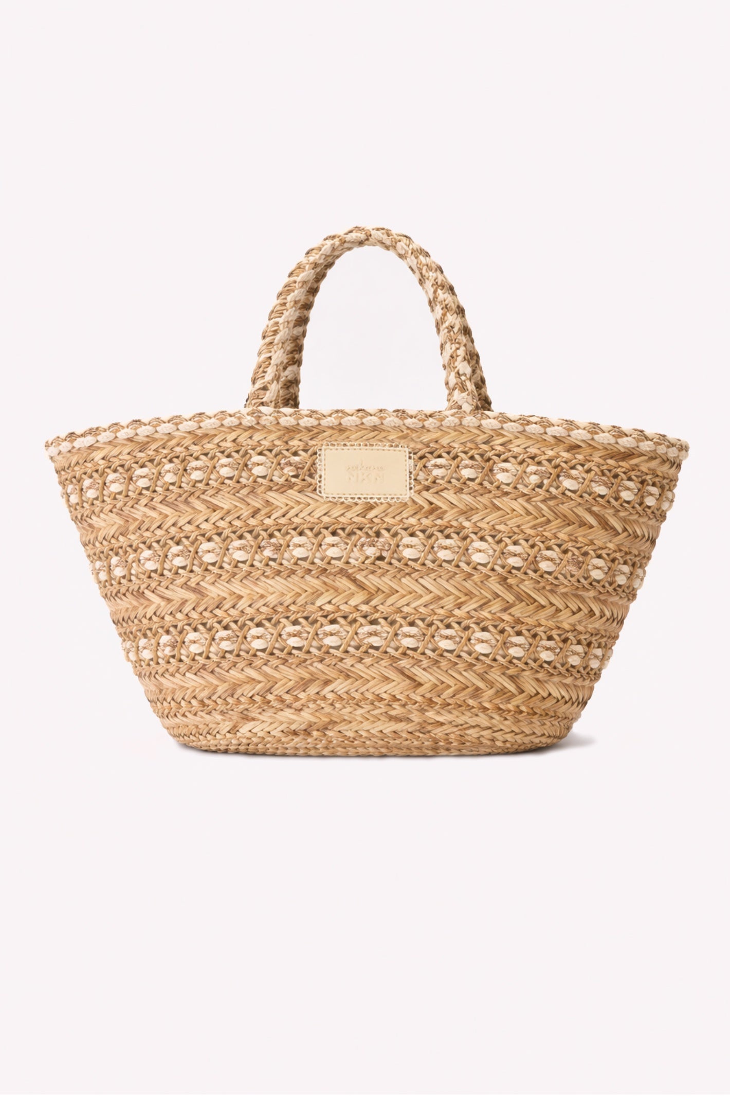 Nekane Crisan Natural Raffia and Lurex Handbag by NKN Nekane with woven design, shop NKN Nekane at Dotique online.