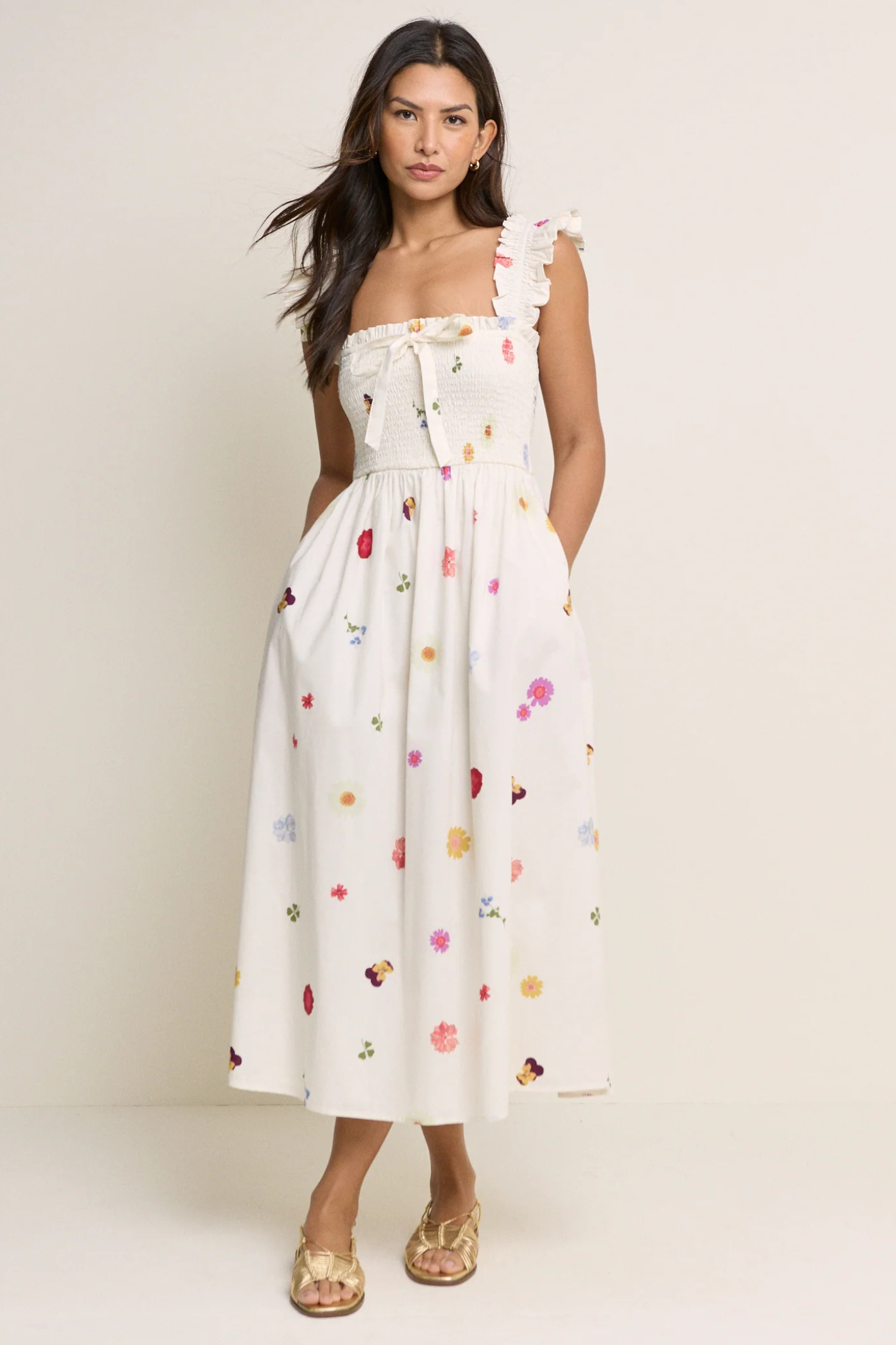 Nobody’s Child Floral Shirred Christina Midi Dress